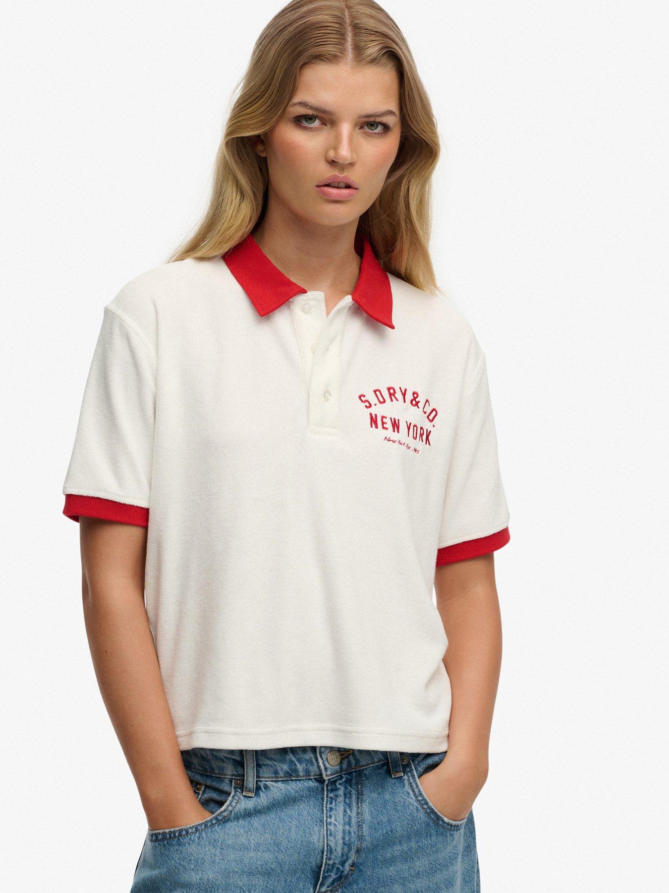 Superdry Heritage Terry Polo Top - Cream
