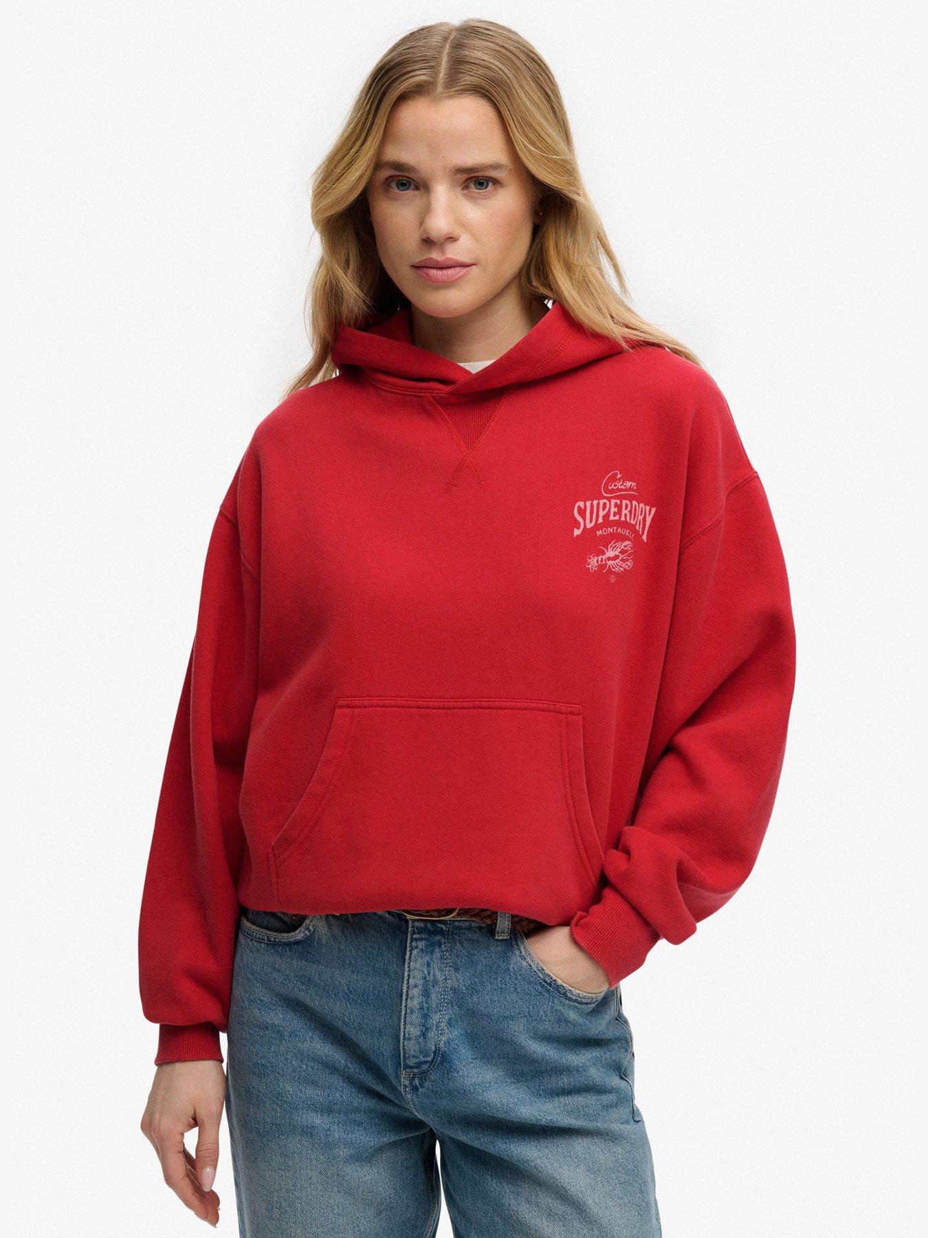 Superdry Heritage Hamptons Hoodie, Red, Size 10, Women