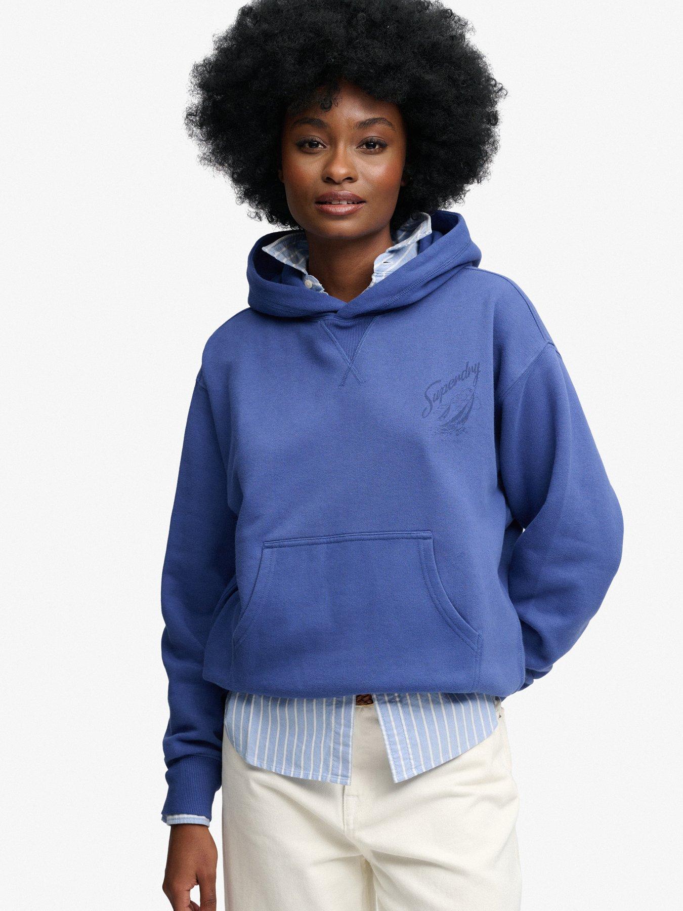 Superdry Heritage Hamptons Hoodie, Blue, Size 10, Women