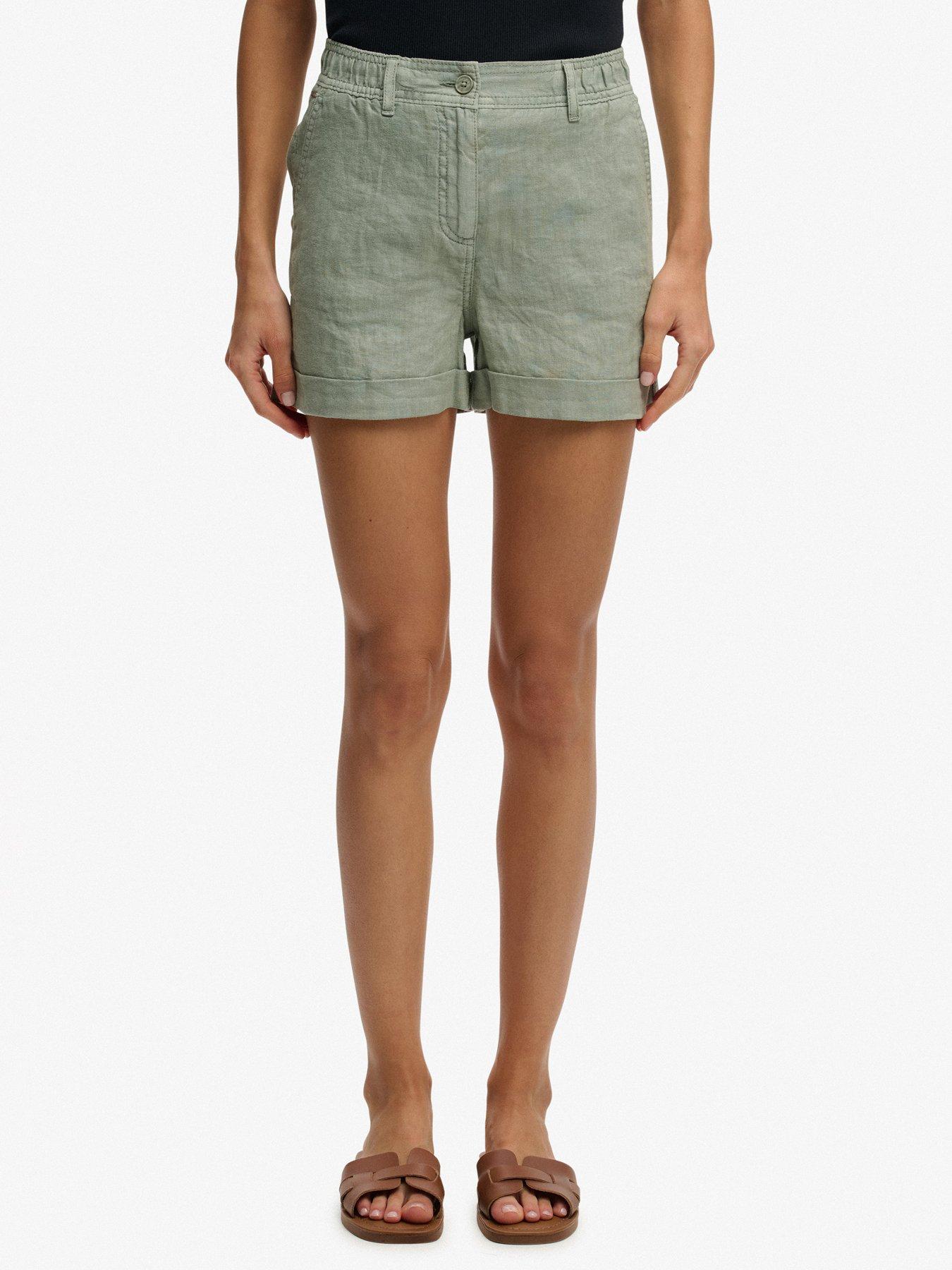 Superdry Mid Rise Linen Short - Green