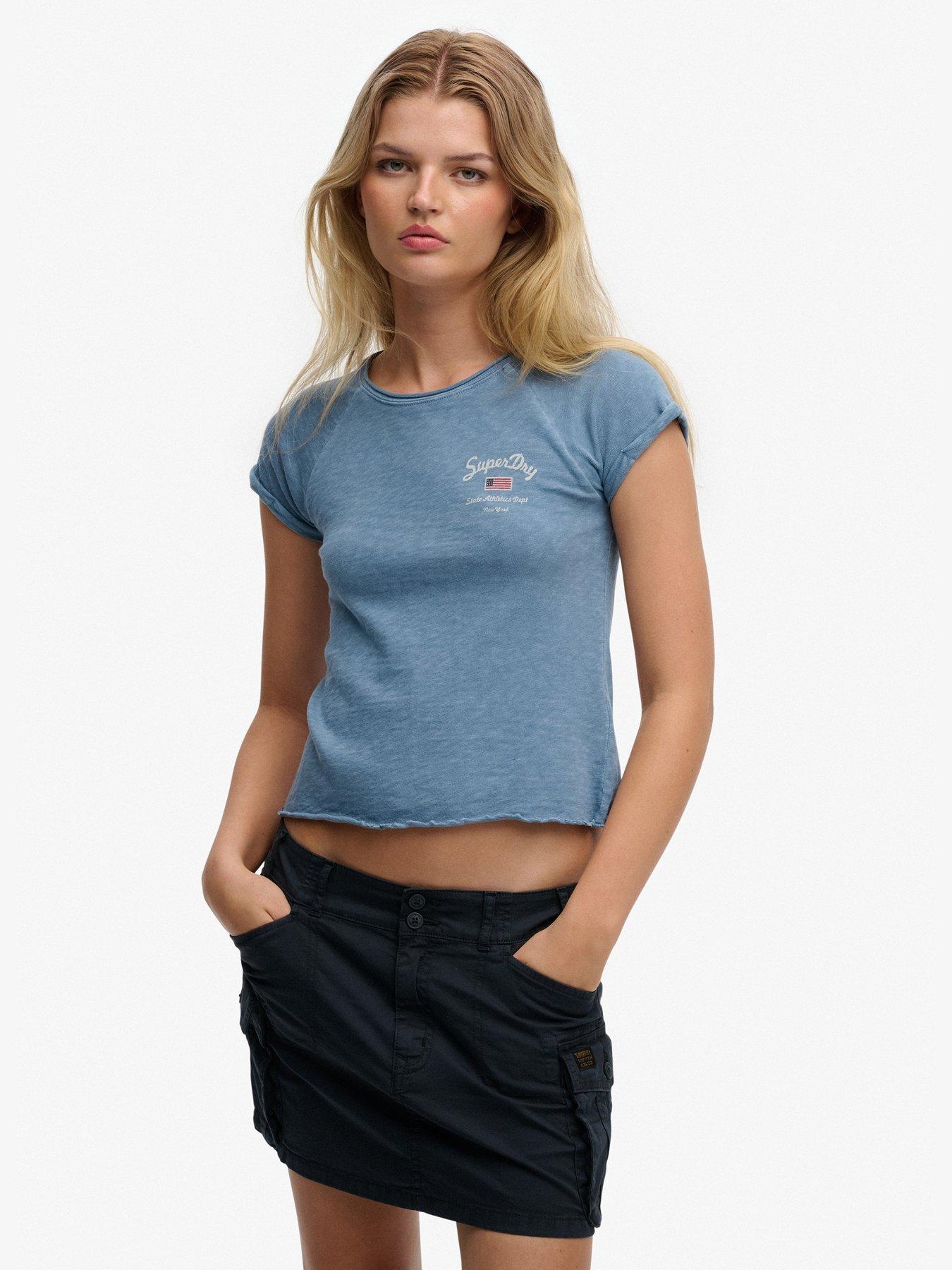 Image 1 of 6 of Superdry Athletic Essentials Slub Graphic T-Shirt&nbsp;- Blue