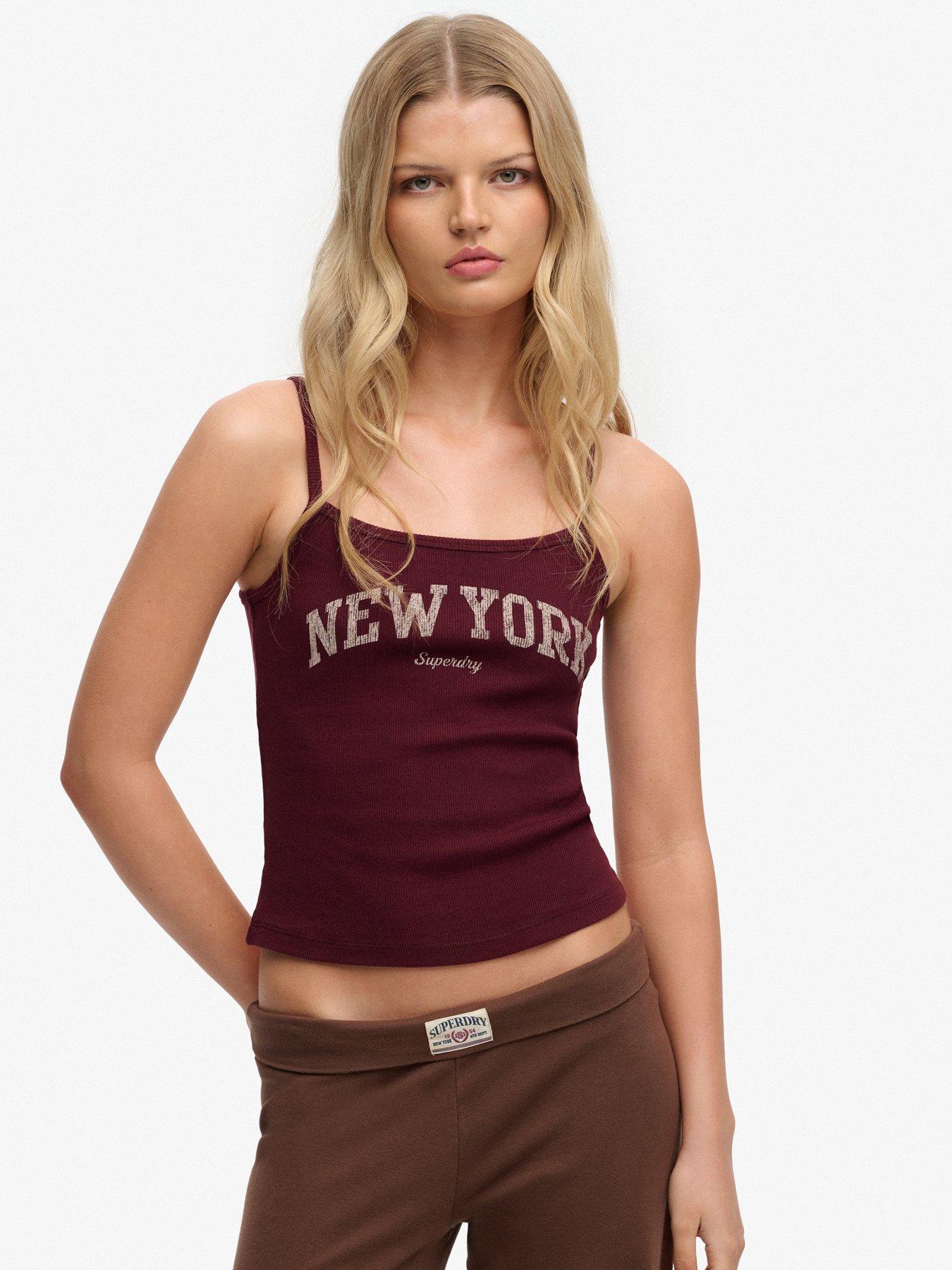 Superdry Athletic Essentials Graphic Print Cami Top - Burgundy