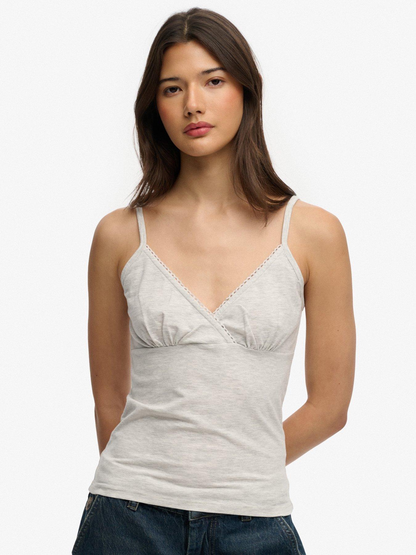 Superdry Athletic Essential Lace Trim V Neck Vest Top - Grey