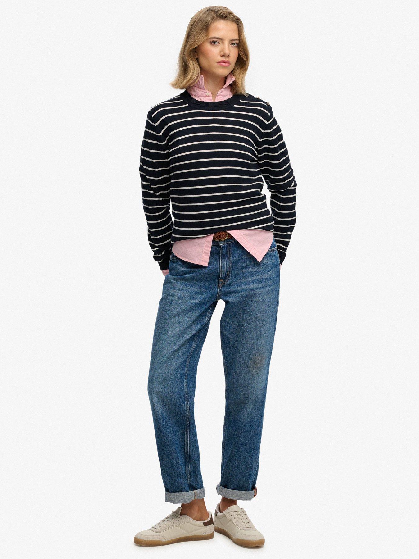 Image 3 of 5 of Superdry Lightweight Essential Striped Jumper - Blue