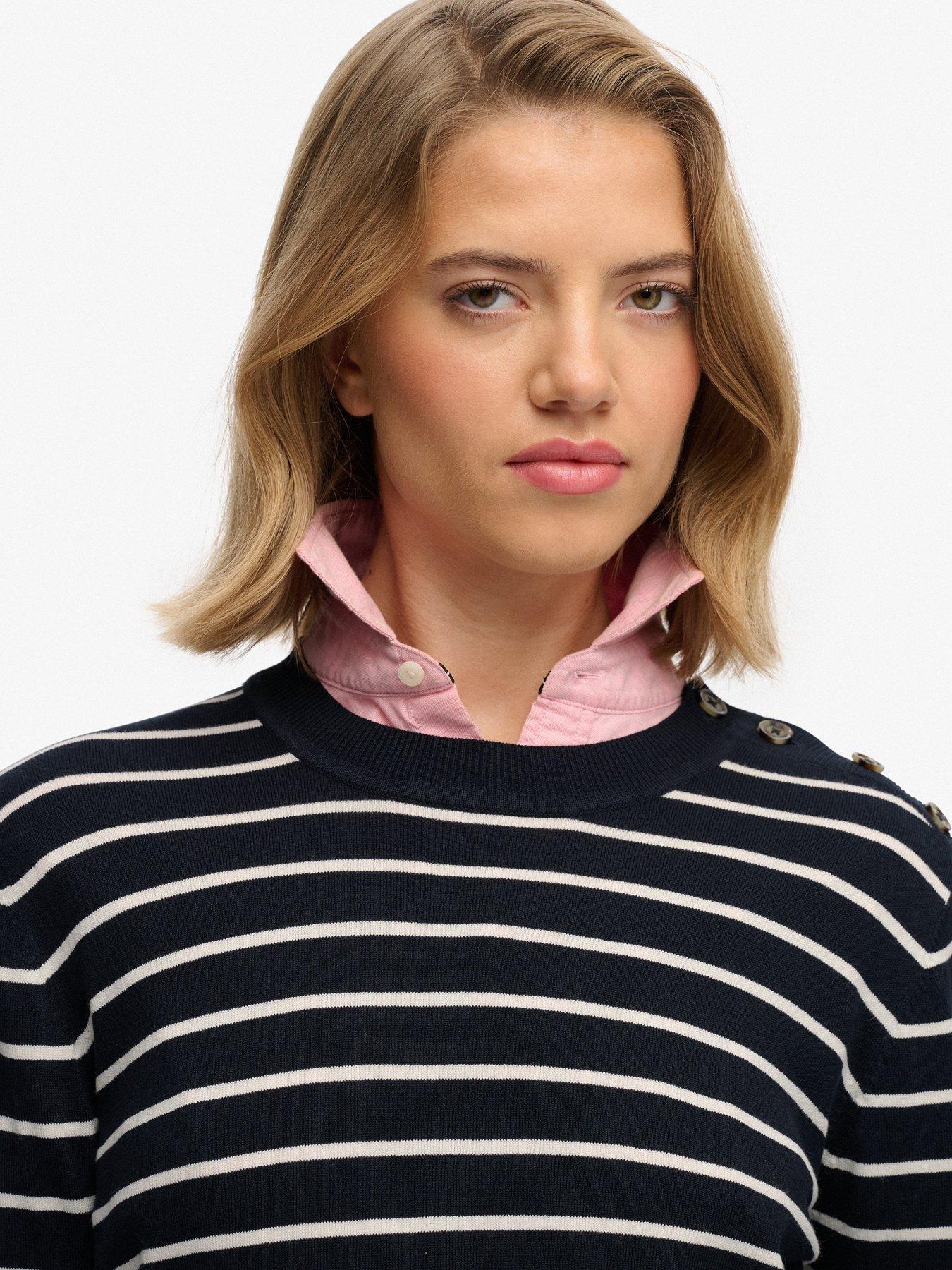 Image 4 of 5 of Superdry Lightweight Essential Striped Jumper - Blue