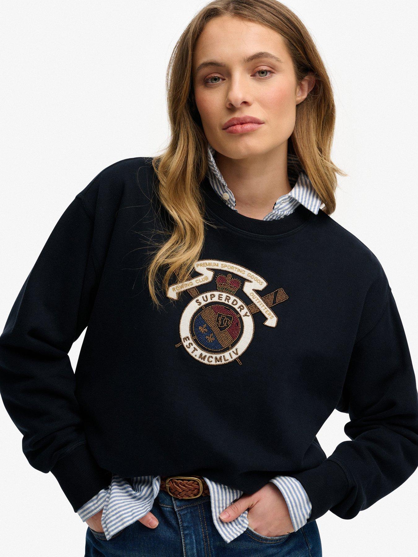 Superdry Crest Loose Crew Sweatshirt - Blue