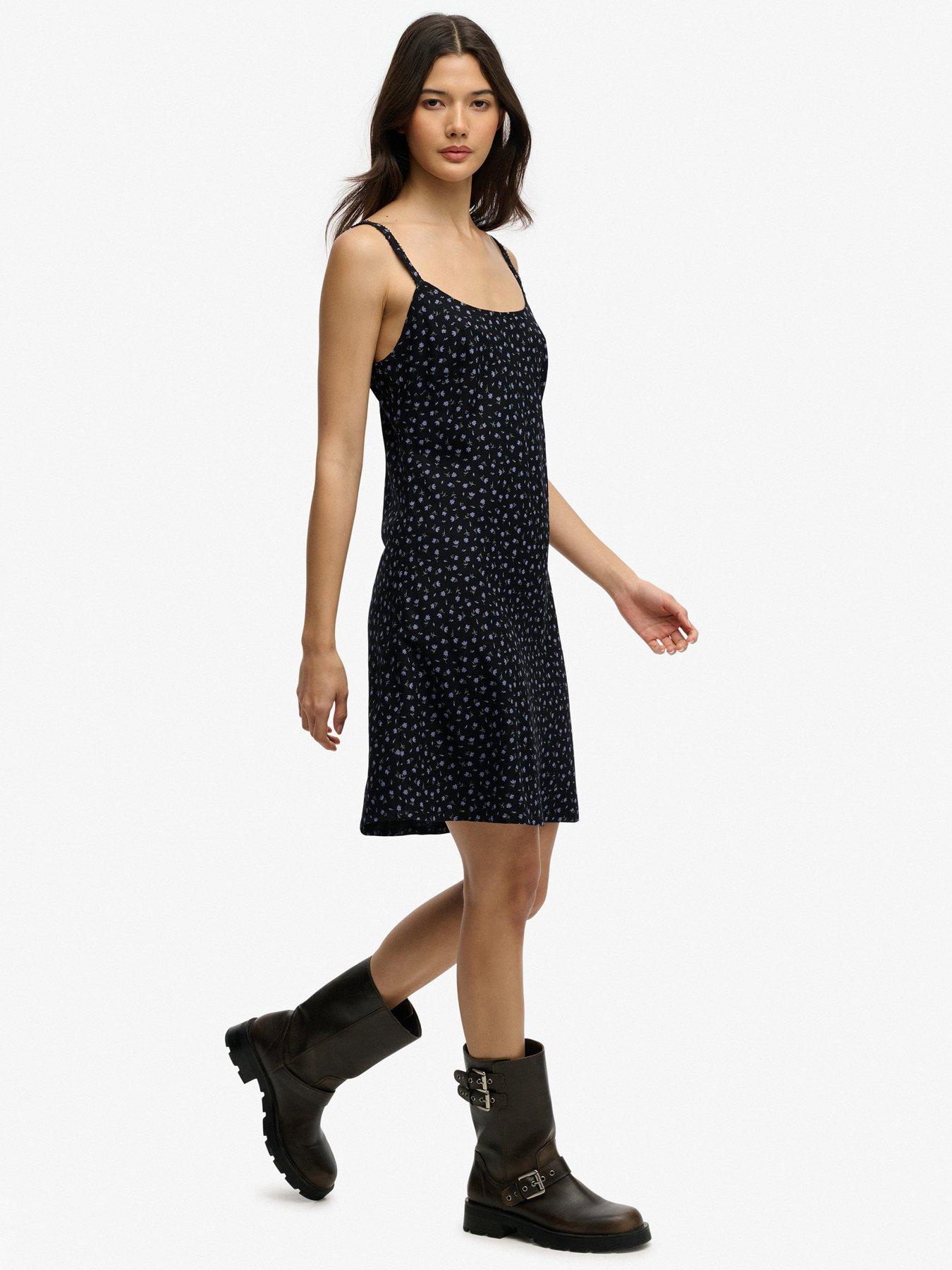 Image 3 of 7 of Superdry Printed Cami Mini Dress - Black