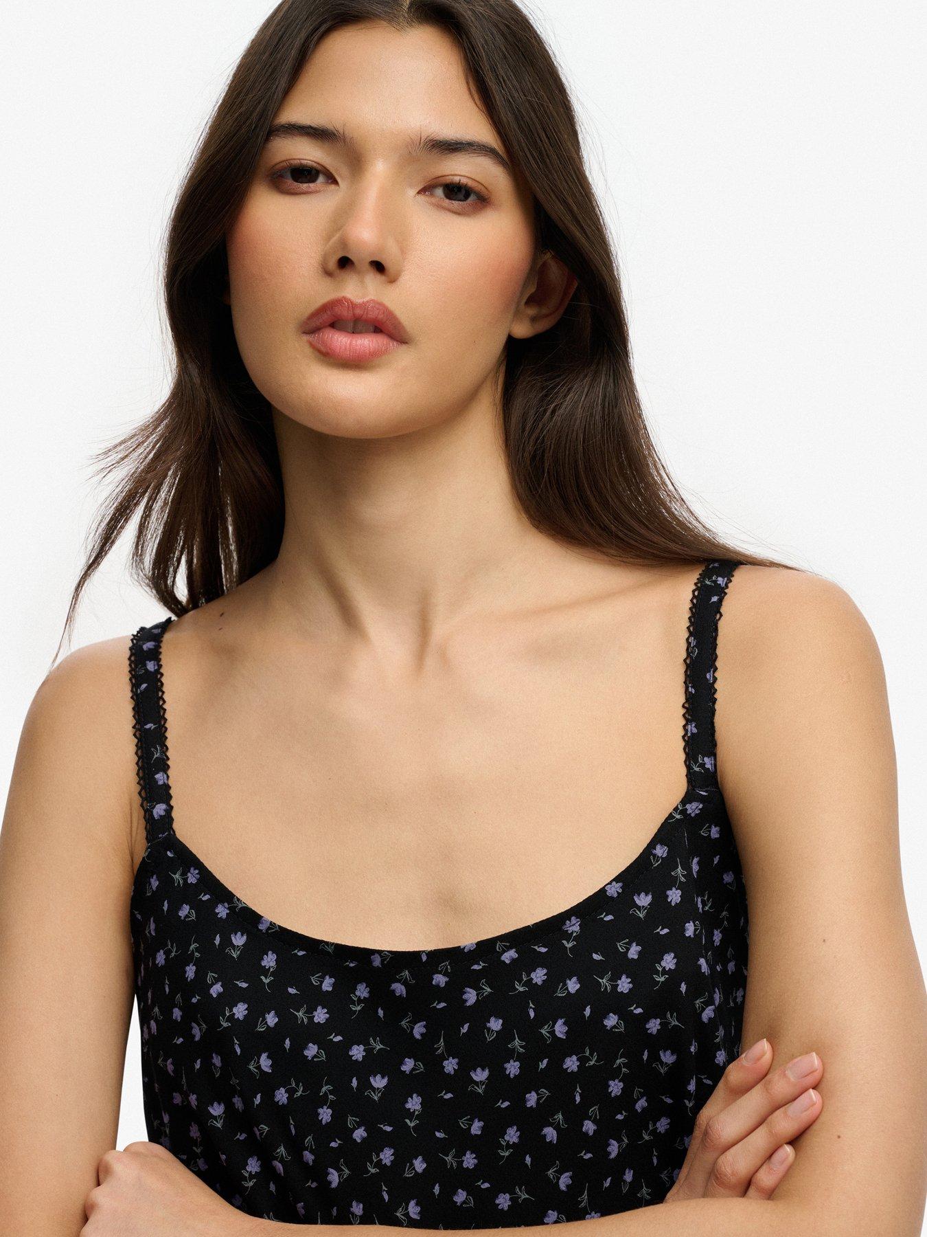 Image 4 of 7 of Superdry Printed Cami Mini Dress - Black