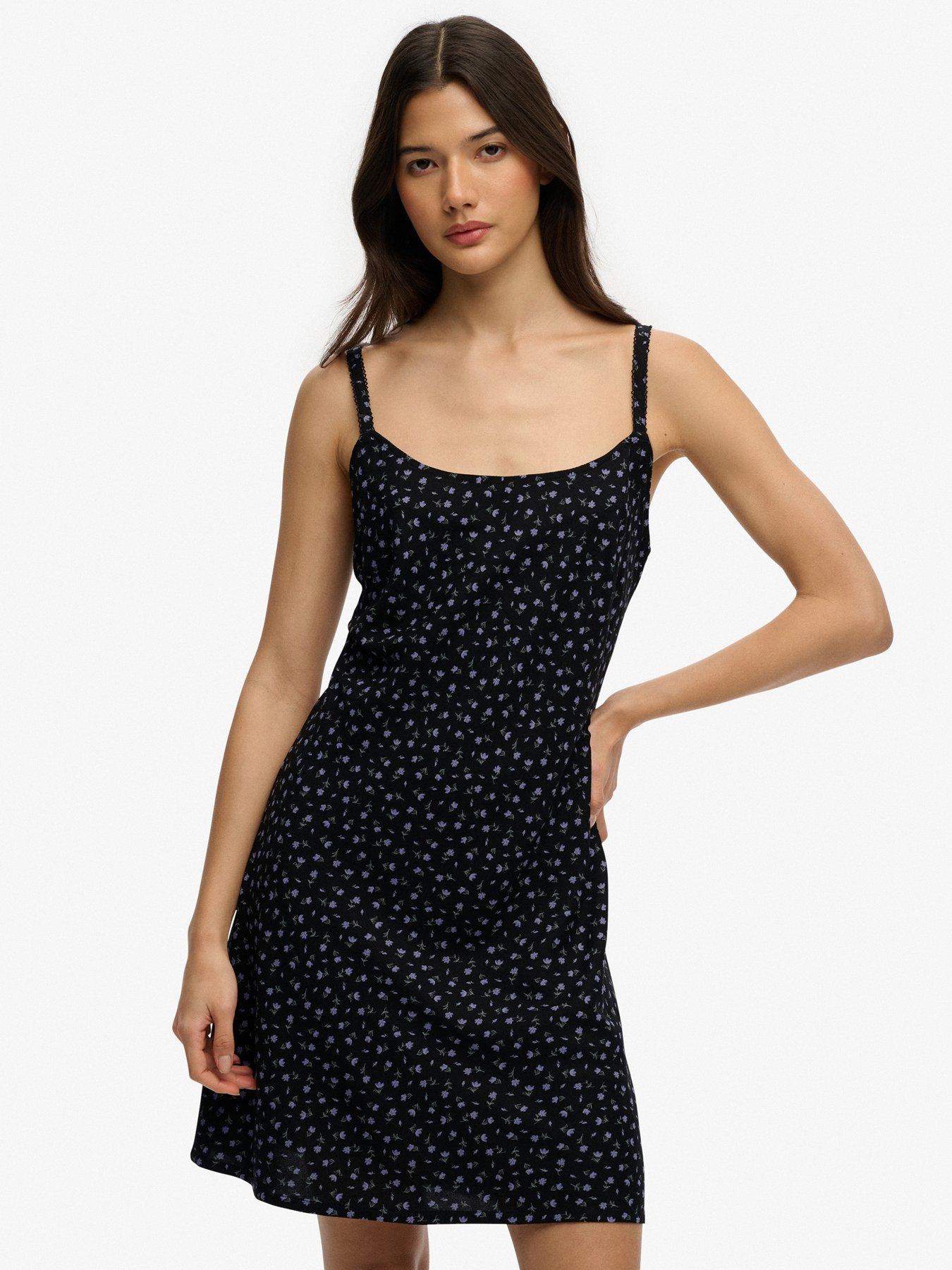 Image 5 of 7 of Superdry Printed Cami Mini Dress - Black