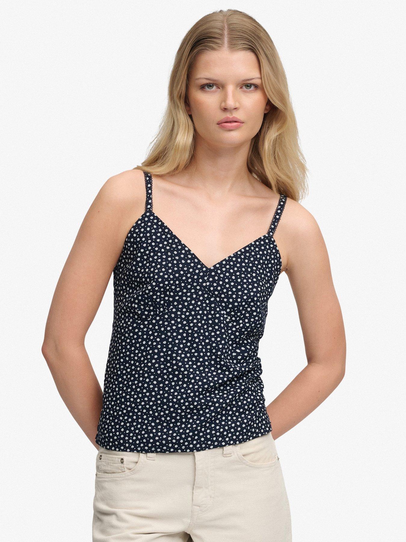 Image 1 of 5 of Superdry Cotton Cami Top - Blue