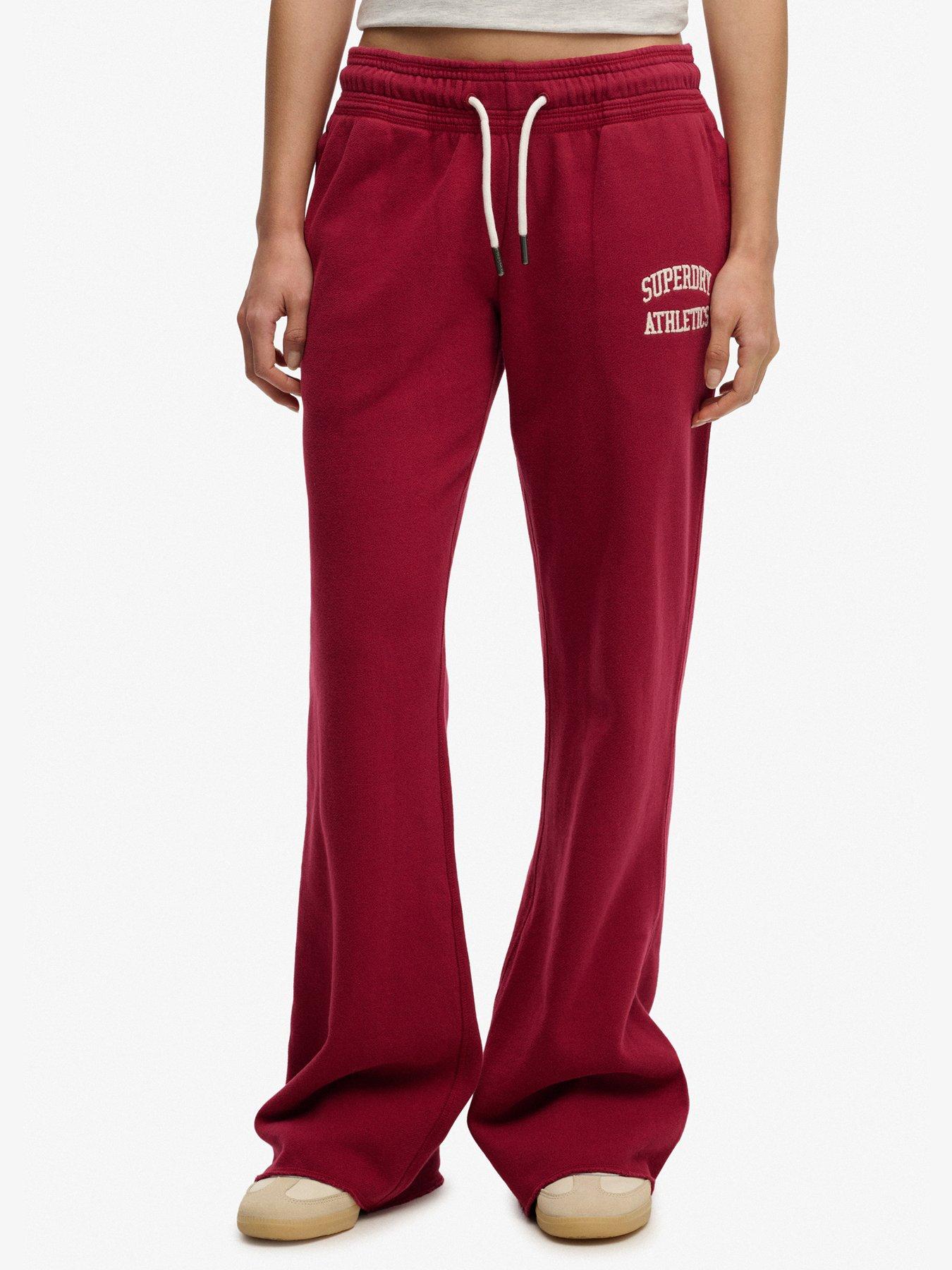 Superdry Athletic Low Rise Flare Jogger, Red, Size 8, Women