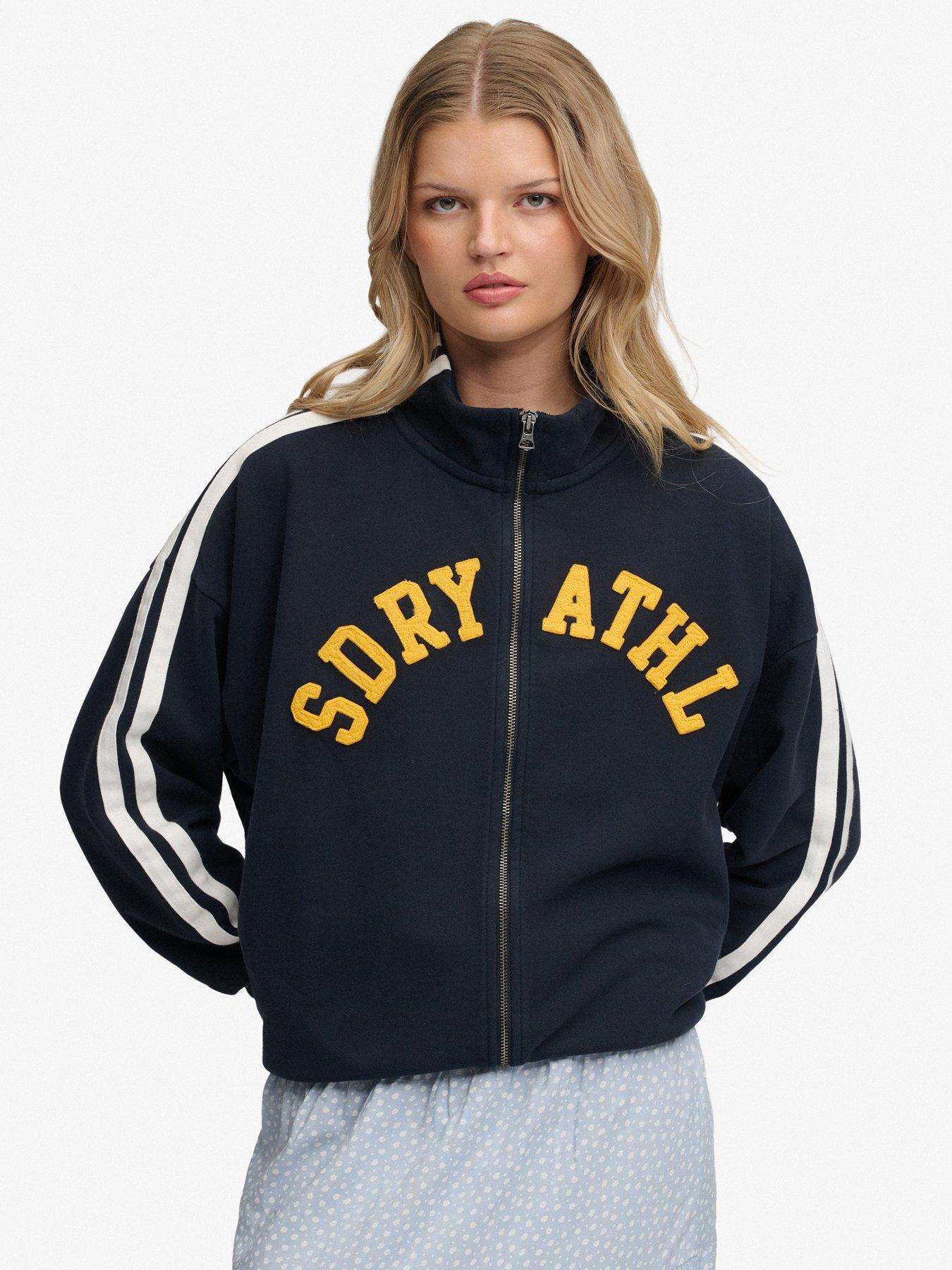 Superdry Ath Ess Applique Loose Zip Track Top - Blue