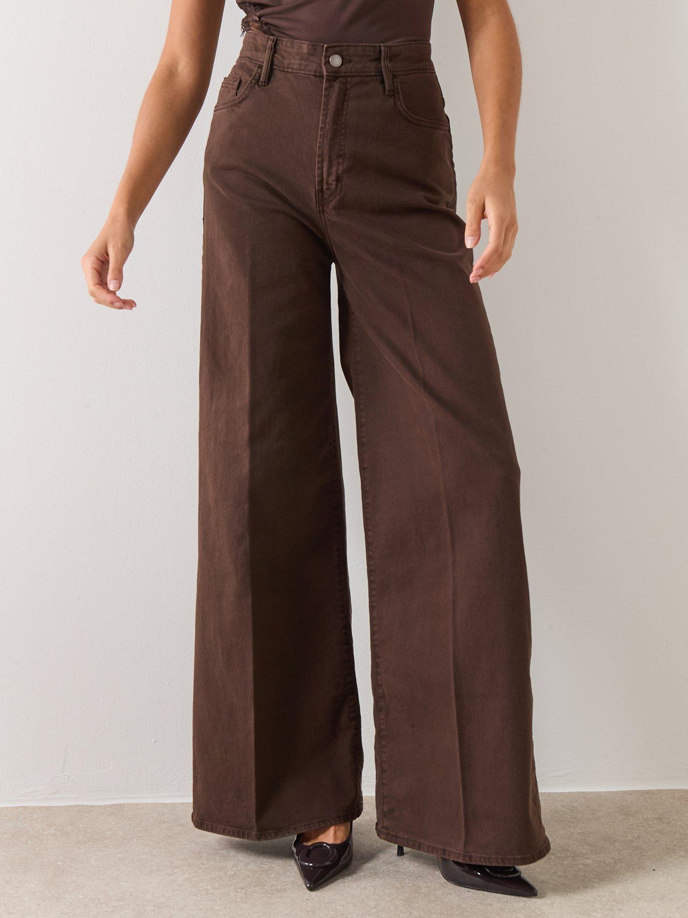 Mango Danila High Waisted Wide Leg Jeans - Brown