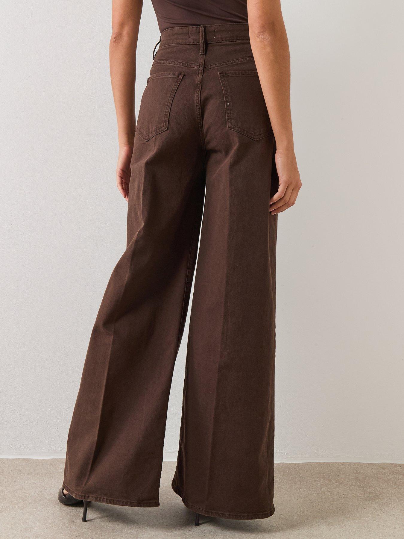 Image 2 of 6 of Mango Danila High Waisted Wide Leg Jeans - Brown