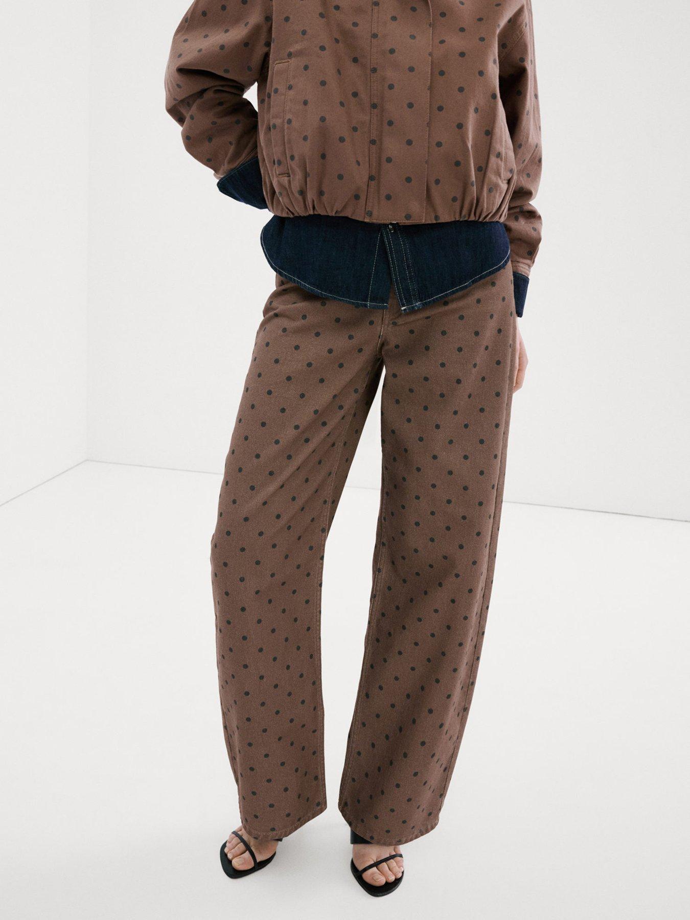 Mango Polka Dot Balloon Jeans - Brown