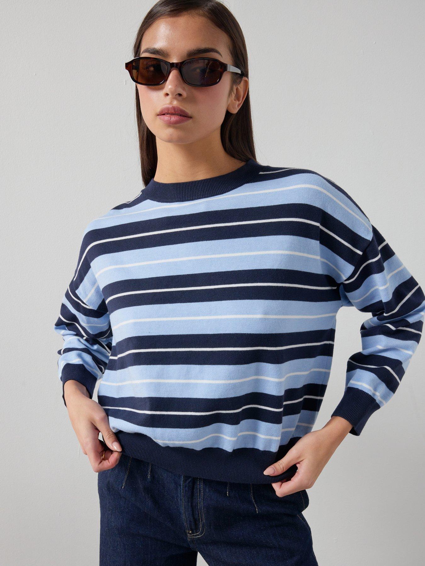 Mango Knit Striped Sweater - Blue