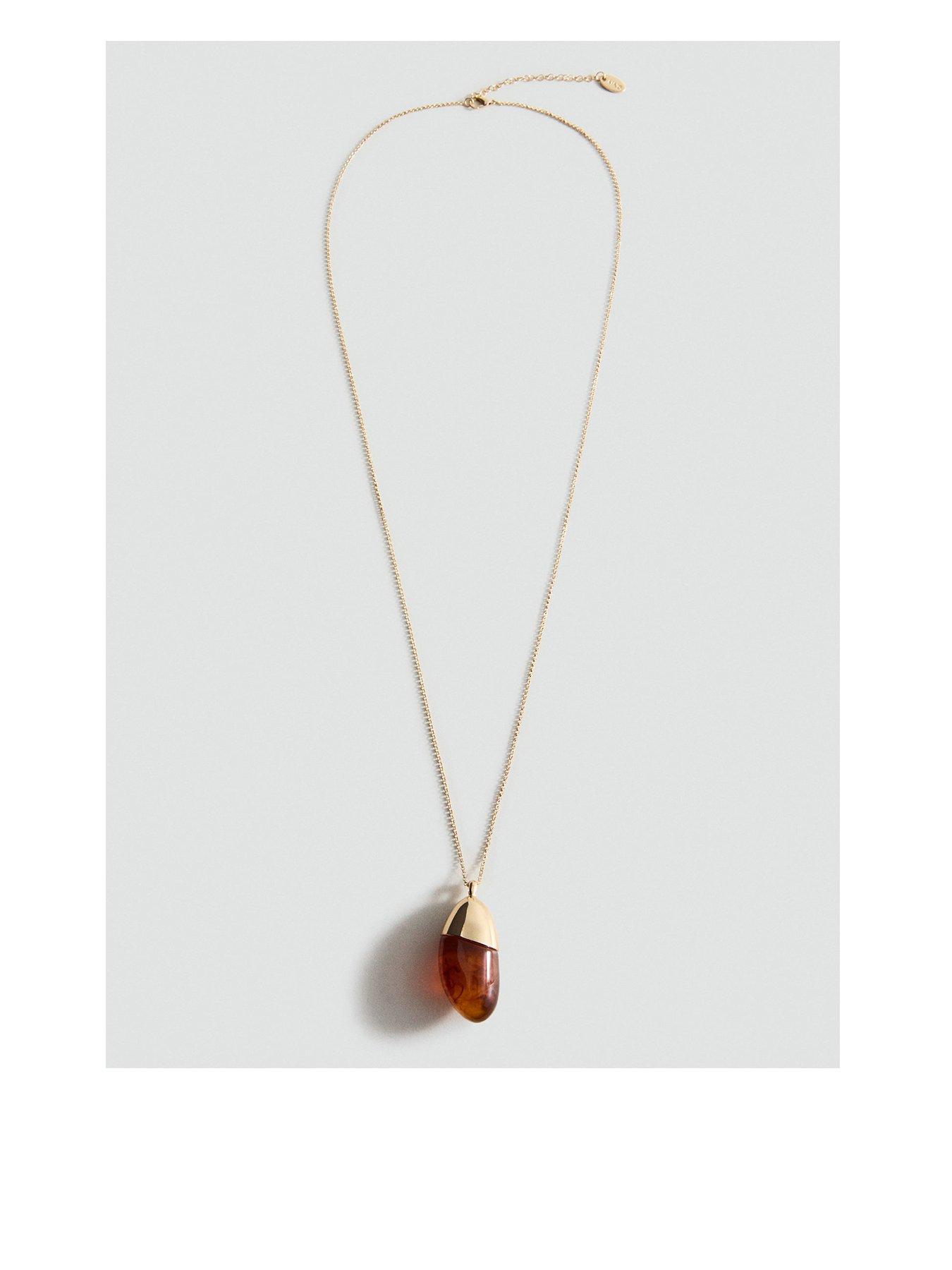Mango Resin Pendant Necklace - Gold