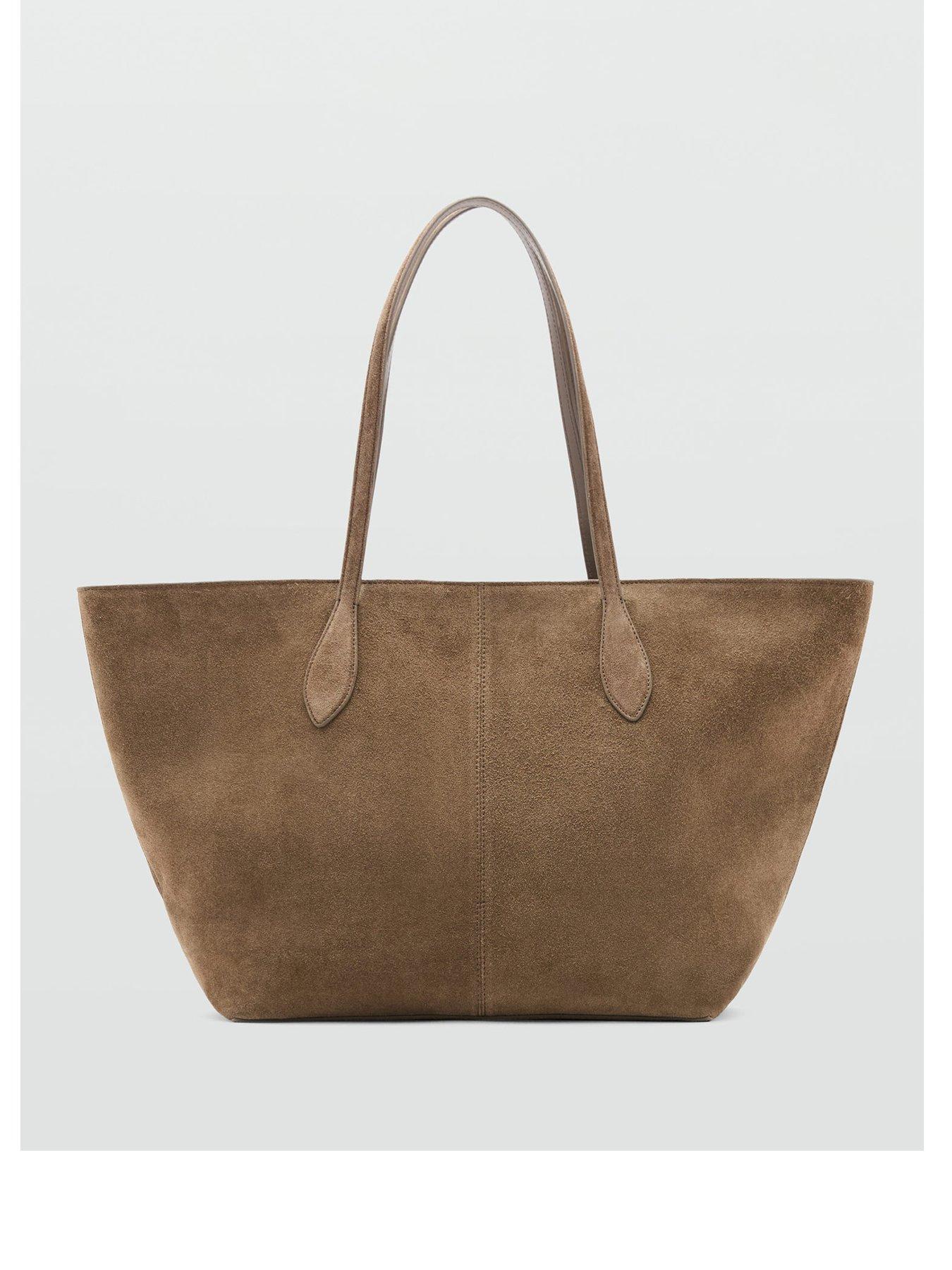 Mango Suede Shopper Bag - Brown