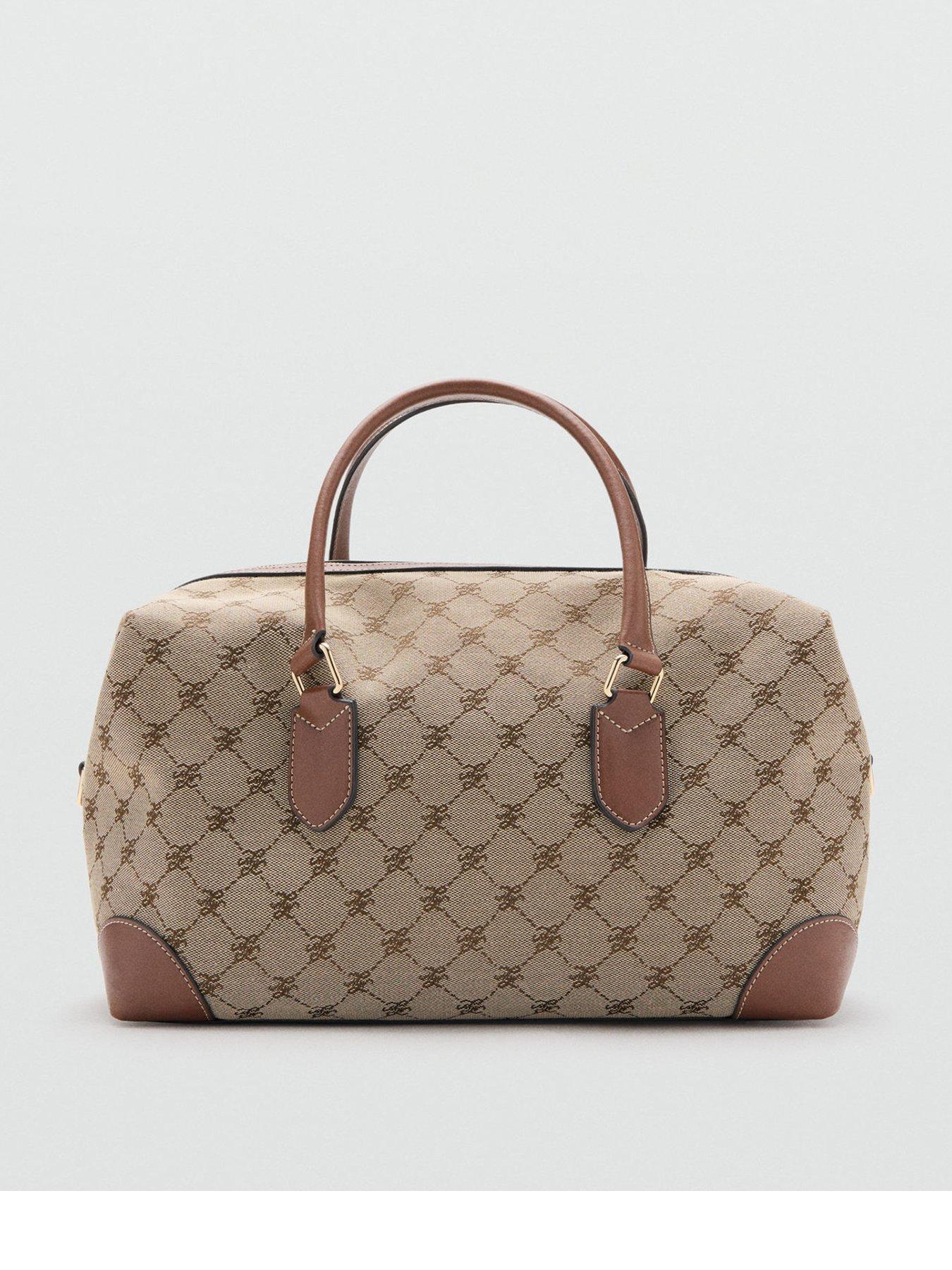 Mango Logo Print Bowling Bag - Brown