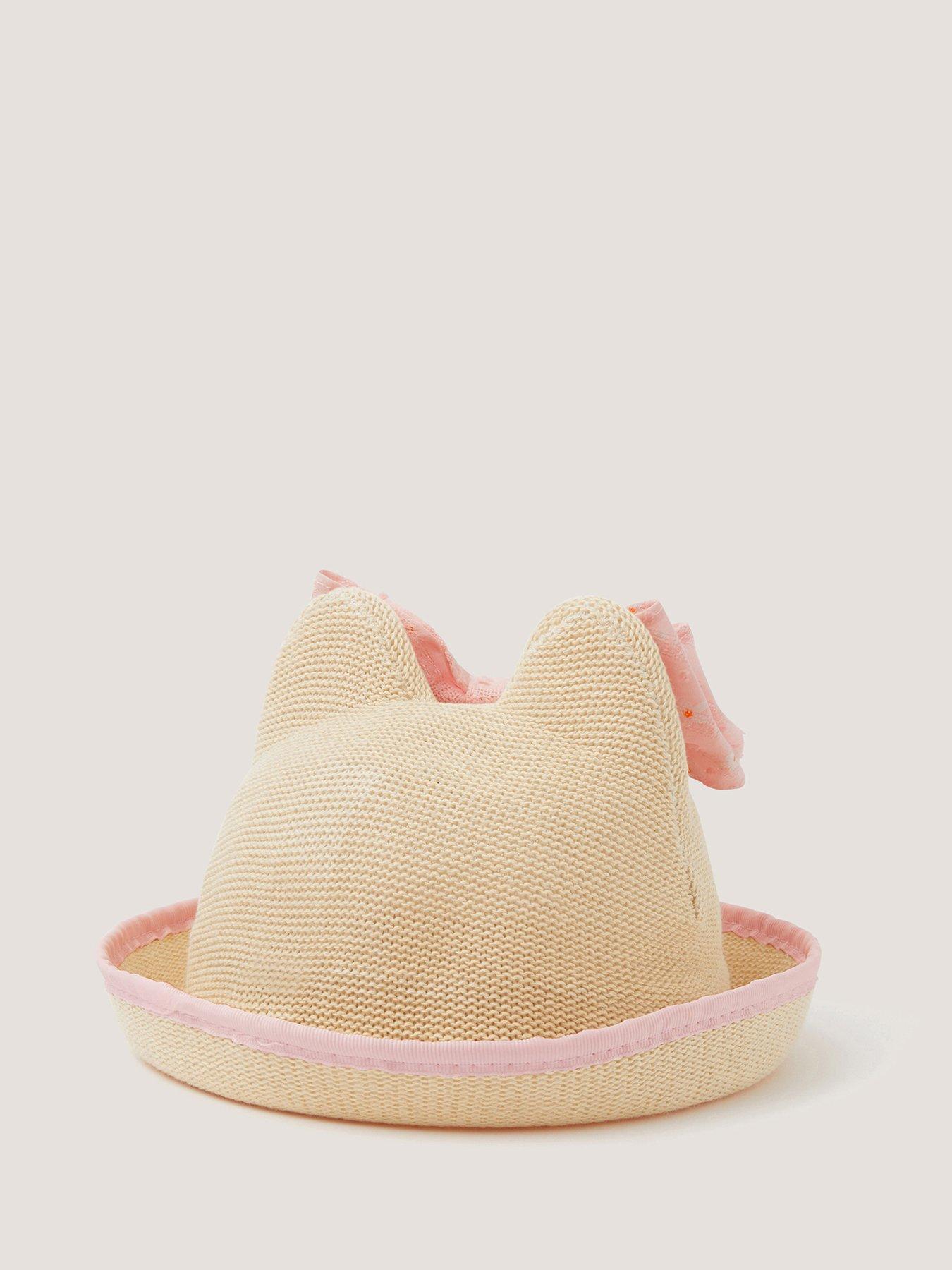 Image 2 of 3 of Monsoon Baby Girls Embroidered Bunny Bow Hat - Pink