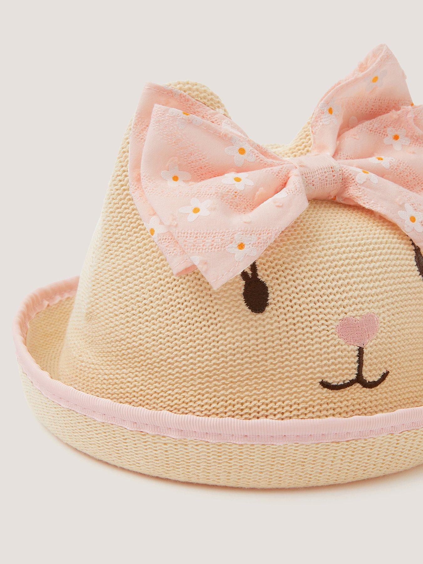 Image 3 of 3 of Monsoon Baby Girls Embroidered Bunny Bow Hat - Pink