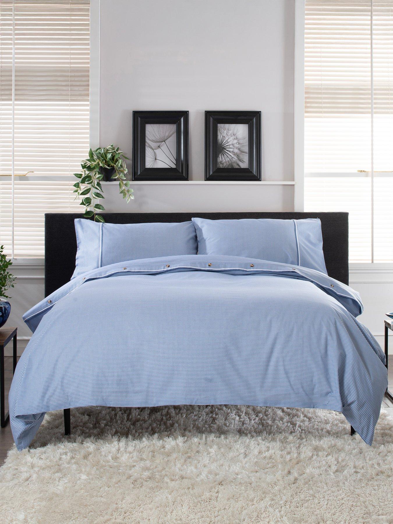 The Lyndon Co TLC Gingham 100% Cotton Duvet Set Blue/White