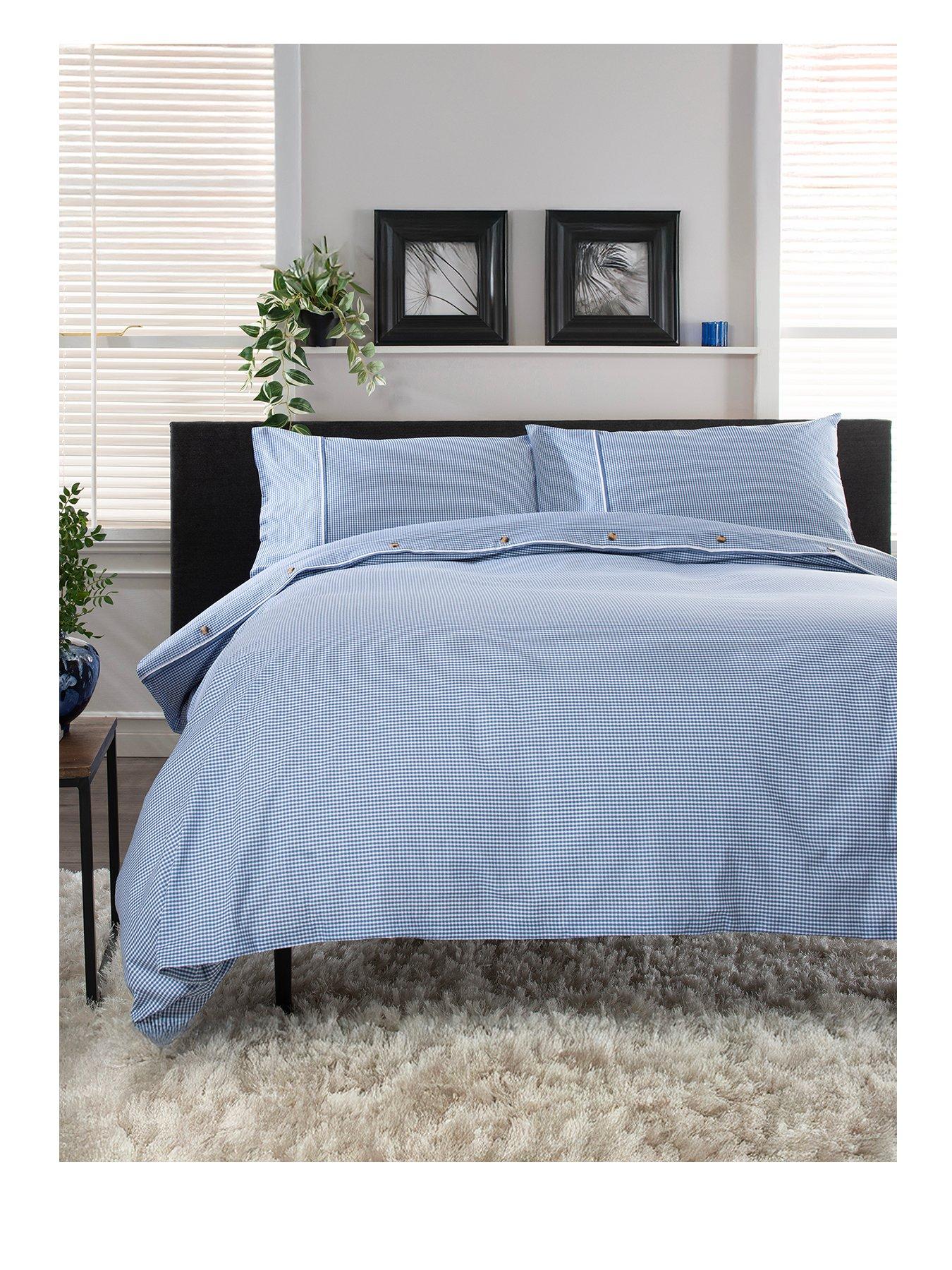 Image 2 of 5 of The Lyndon Co TLC Gingham 100% Cotton Duvet Set Blue/White