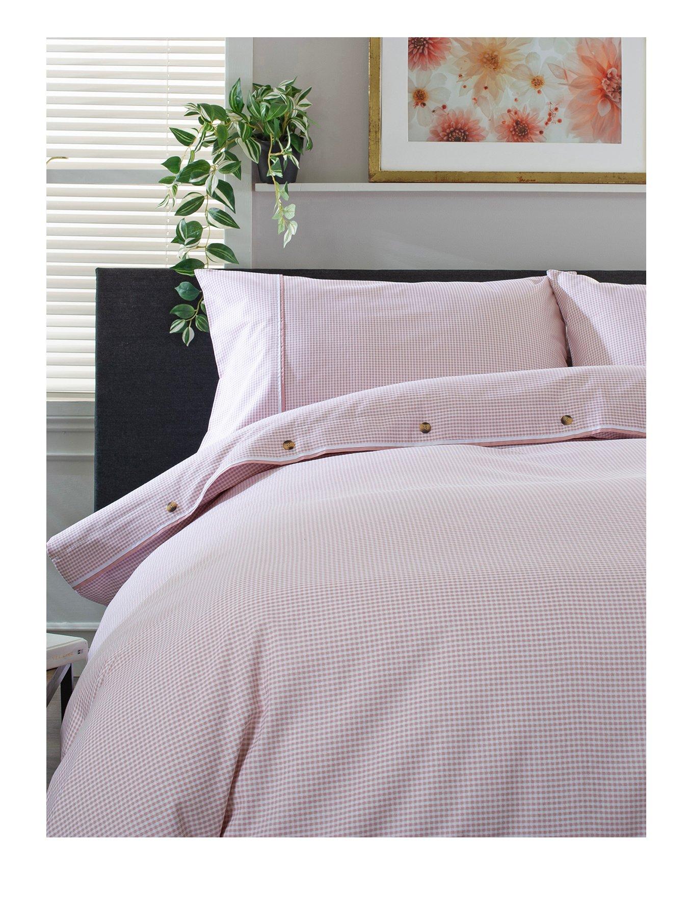 Image 2 of 6 of The Lyndon Co TLC Gingham 100% Cotton Duvet Set Rose/White
