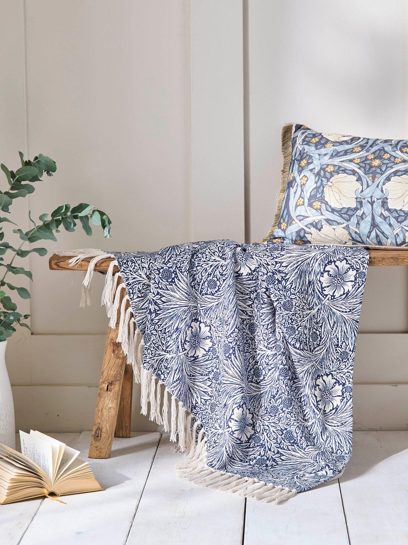 William Morris at Home Marigold Indigo Blue Throw 130cm X 170cm