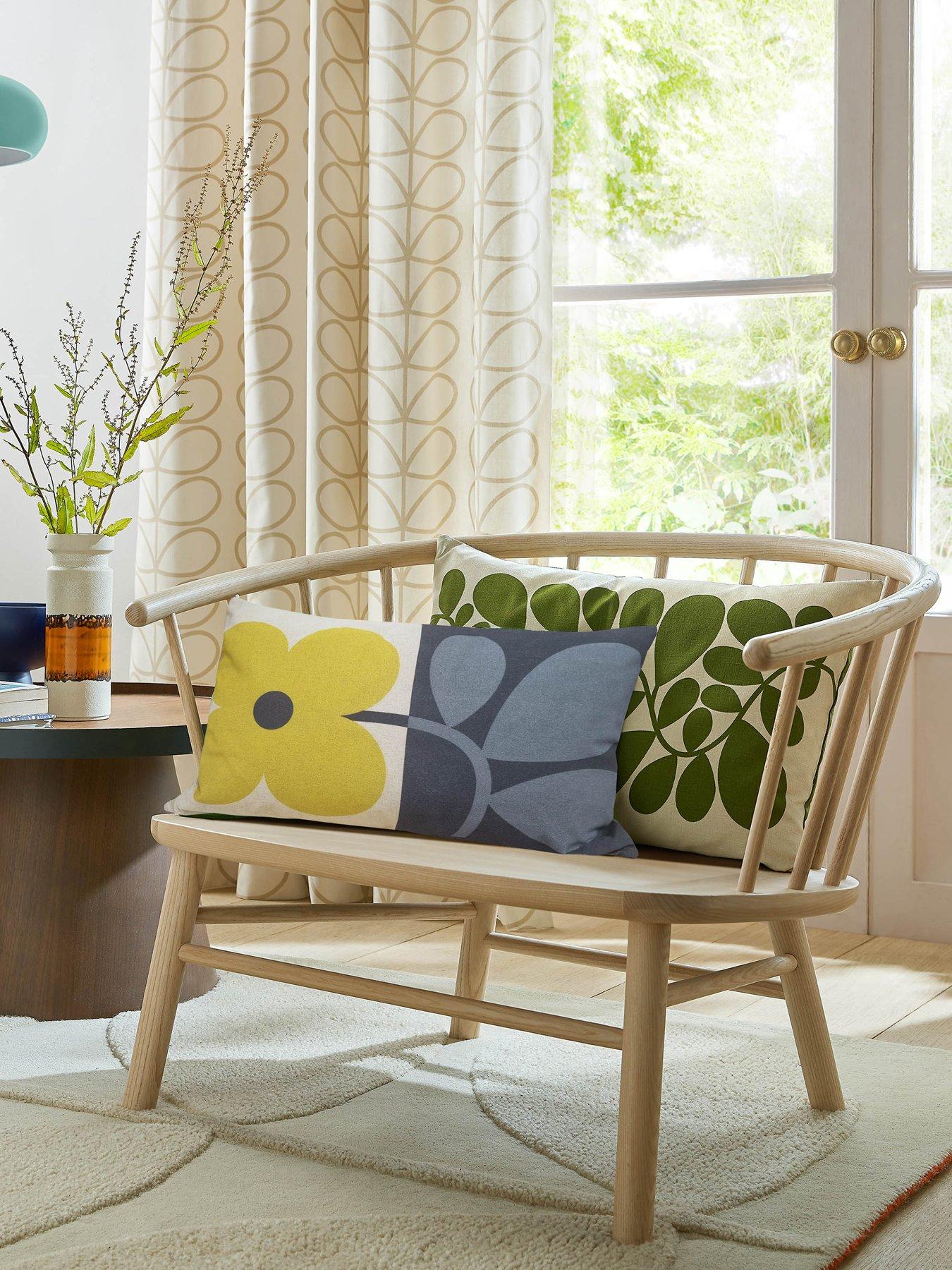 Orla Kiely Floret Dandelion Denim Microfibre Filled Cushion 40cmx60cm