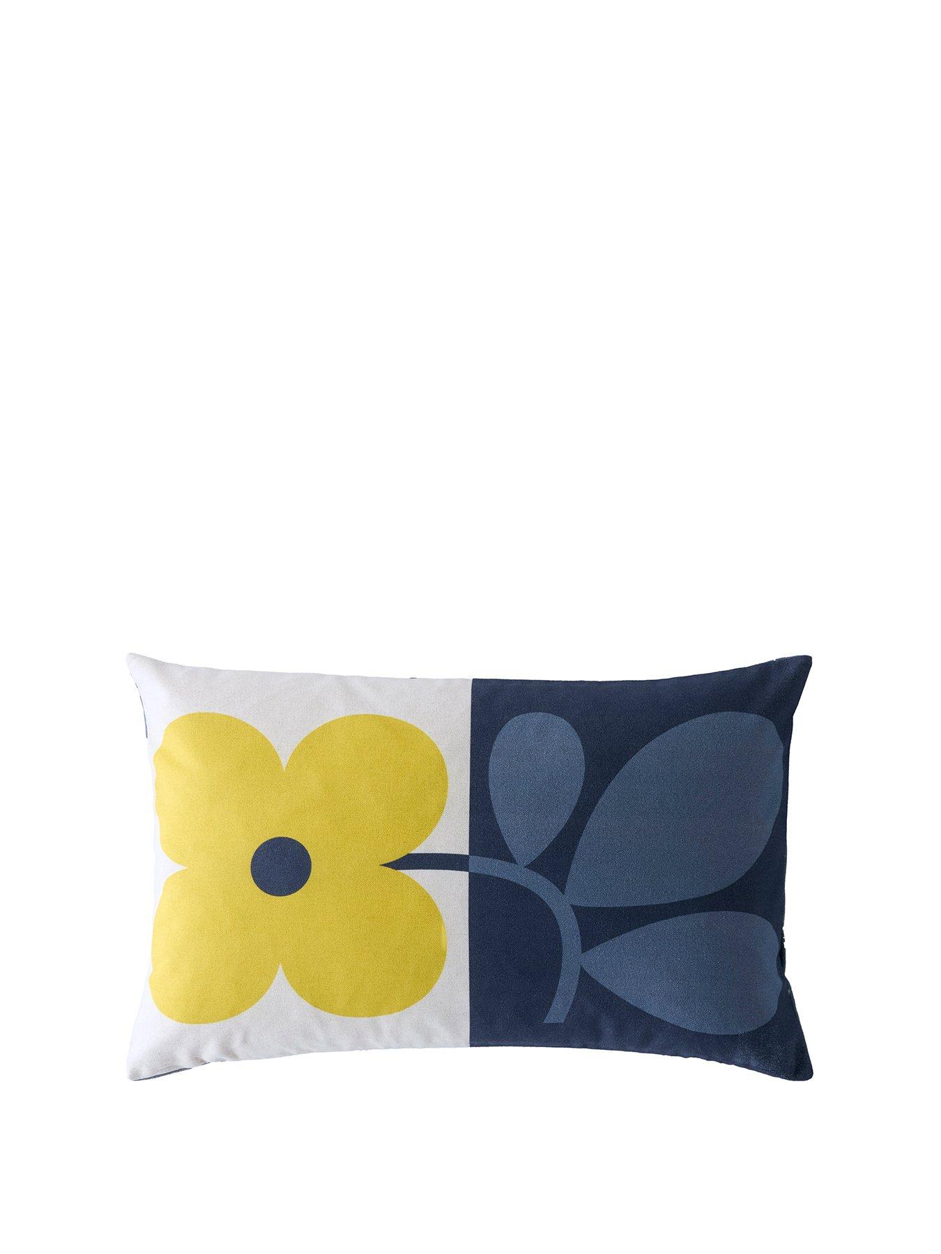 Orla Kiely Floret Dandelion Denim Microfibre Filled Cushion 40cmx60cm