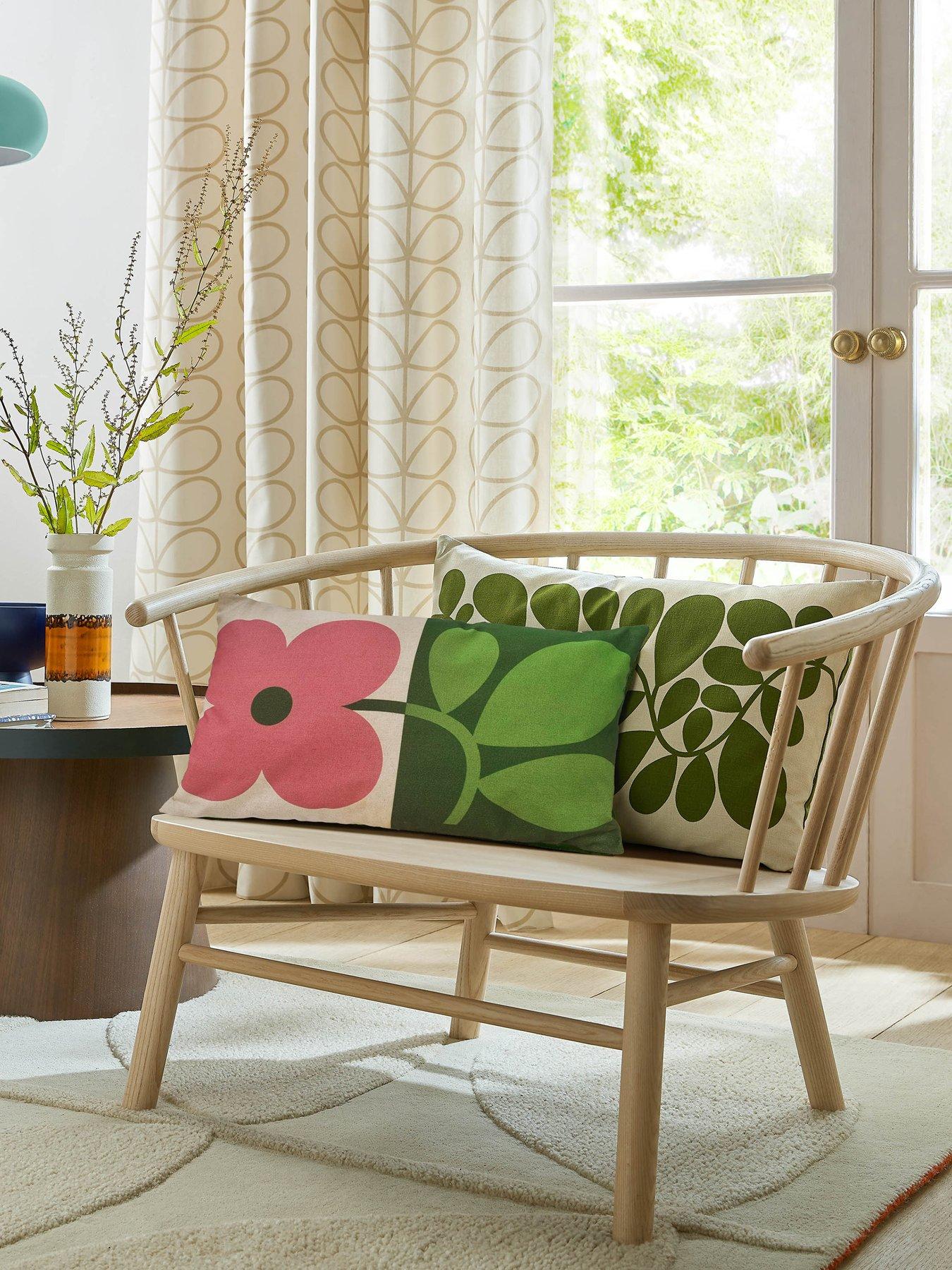 Orla Kiely Floret Bubblegum Basil Microfibre Filled Cushion 40cmx60cm