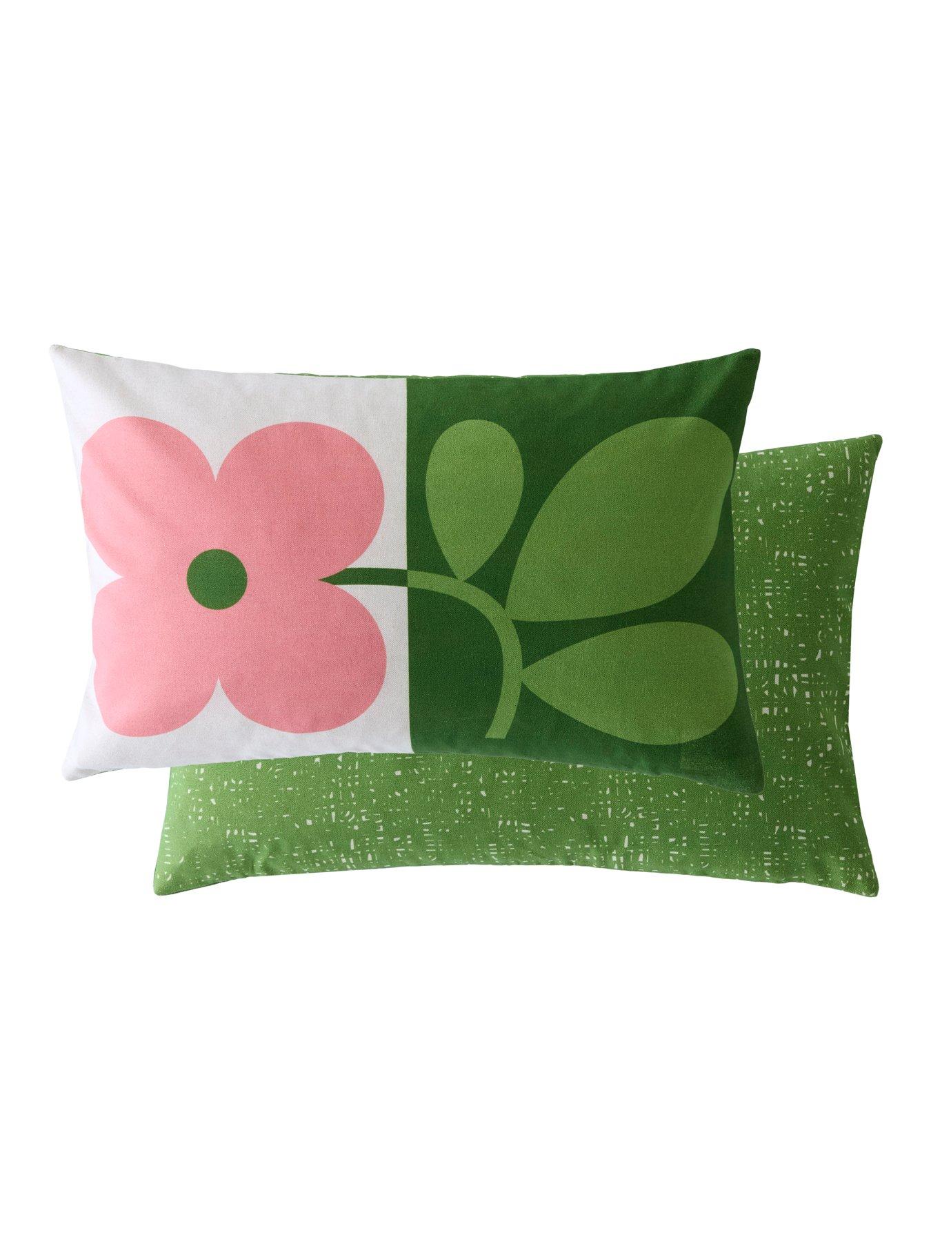 Image 4 of 4 of Orla Kiely Floret Bubblegum Basil Microfibre Filled Cushion 40cmx60cm