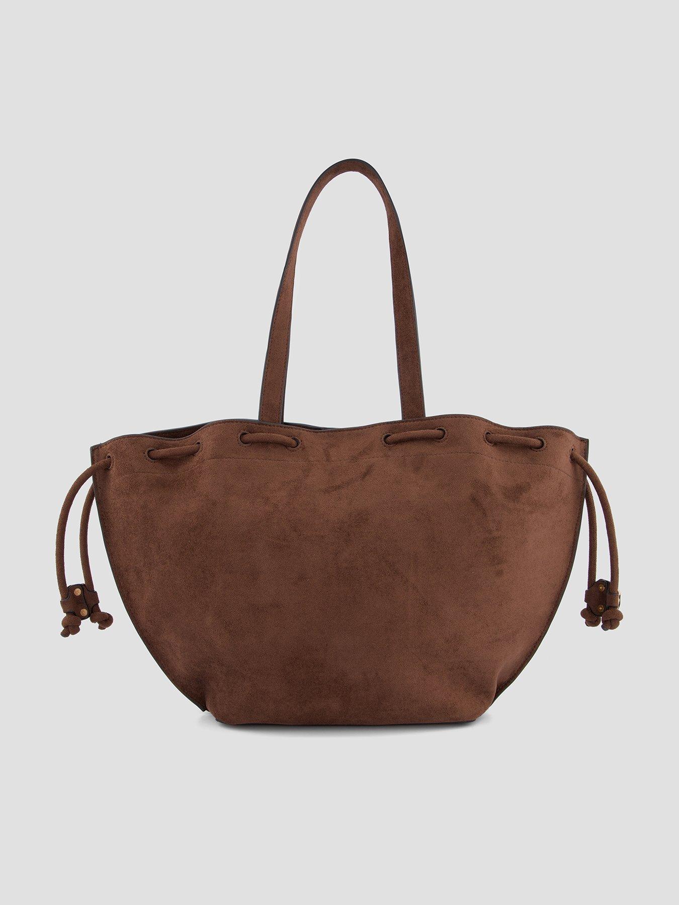 The Very Collection Faux Suede Bag With Tie Detail - Brown