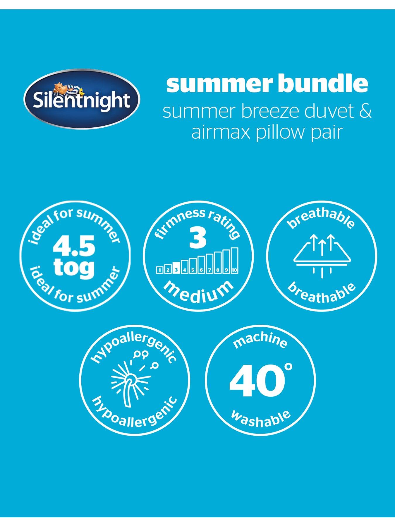 Image 7 of 7 of Silentnight Cooling Summer Breeze 4.5 Tog and Airmax Pillow Summer Bundle