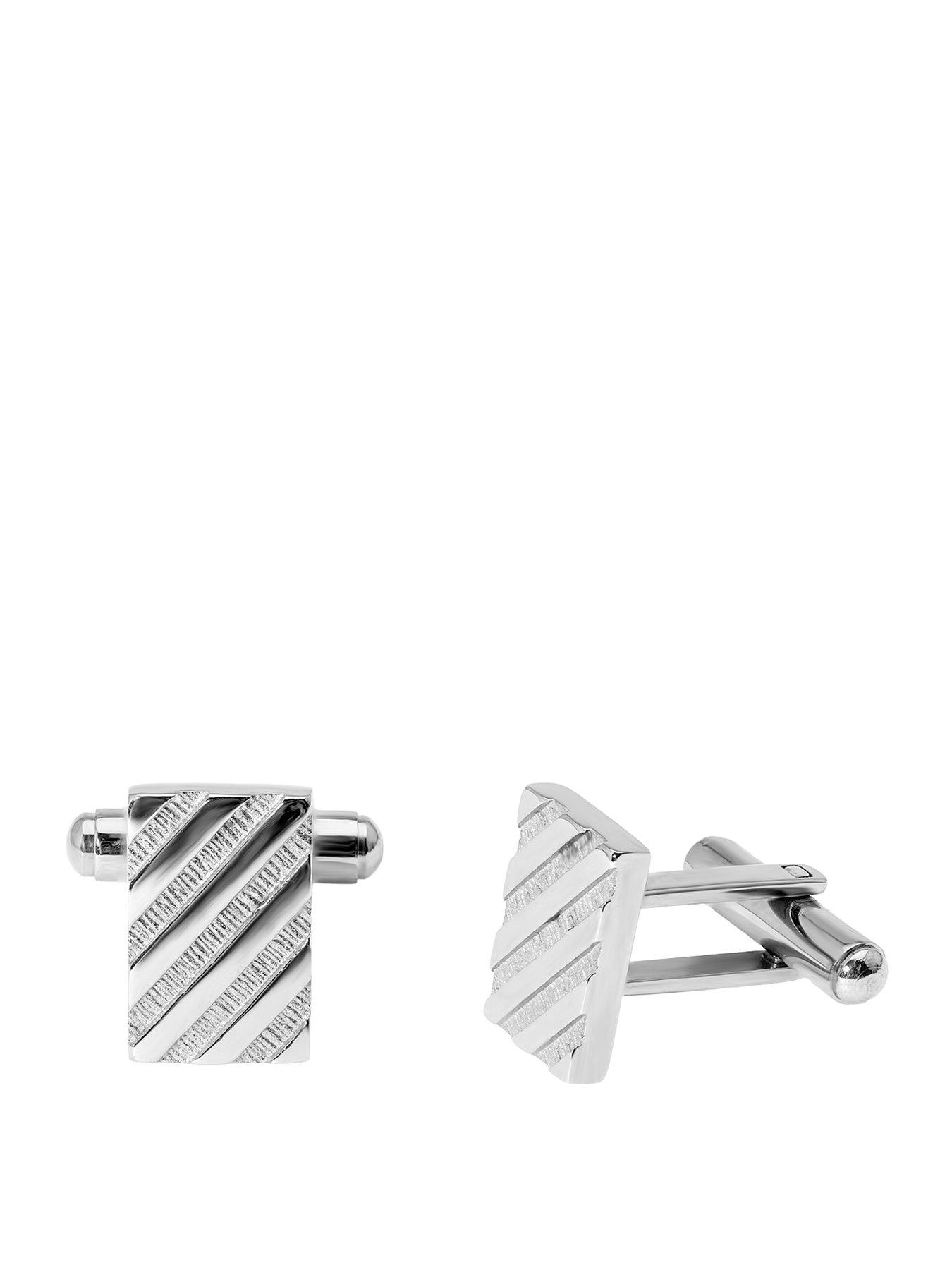 The Love Collection Diagonal Pattern Steel Cufflinks