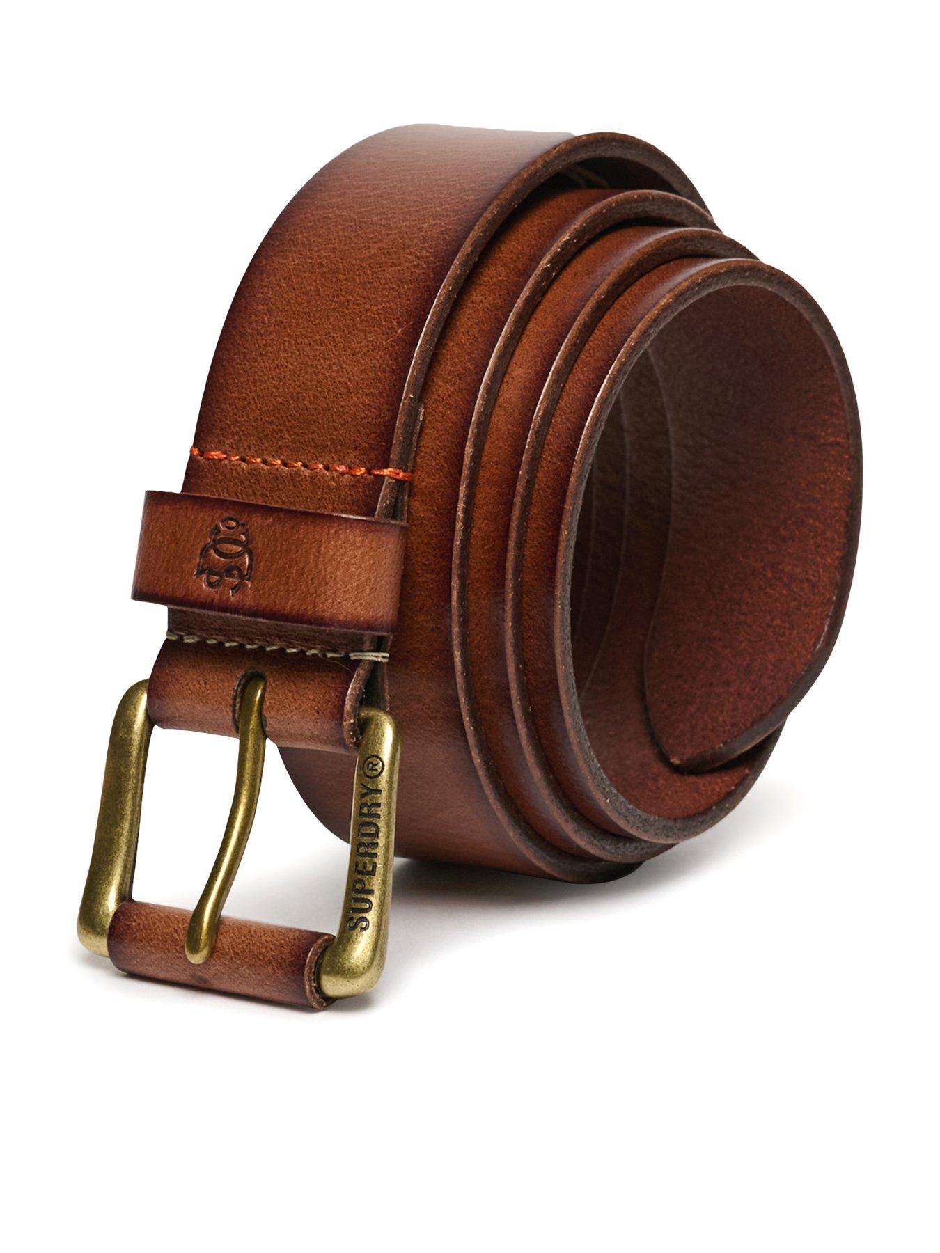 Superdry Classic Leather Belt, Brown, Size M, Women