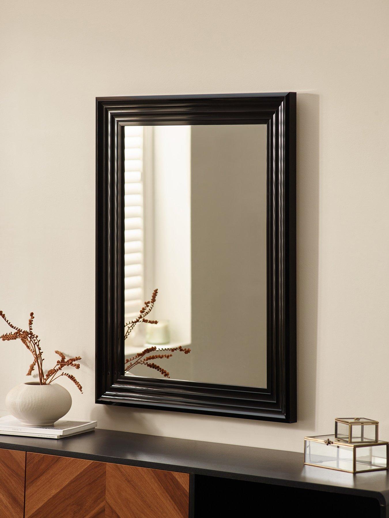Julian Bowen Tokyo Gloss Black Rectangular Wall Mirror
