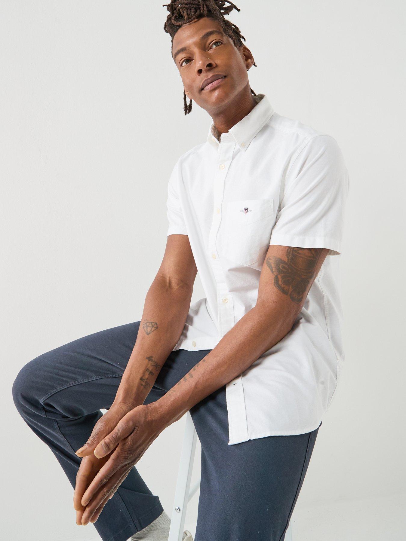 Image 5 of 5 of GANT Regular Fit Classic Oxford Short Sleeve Shirt - White