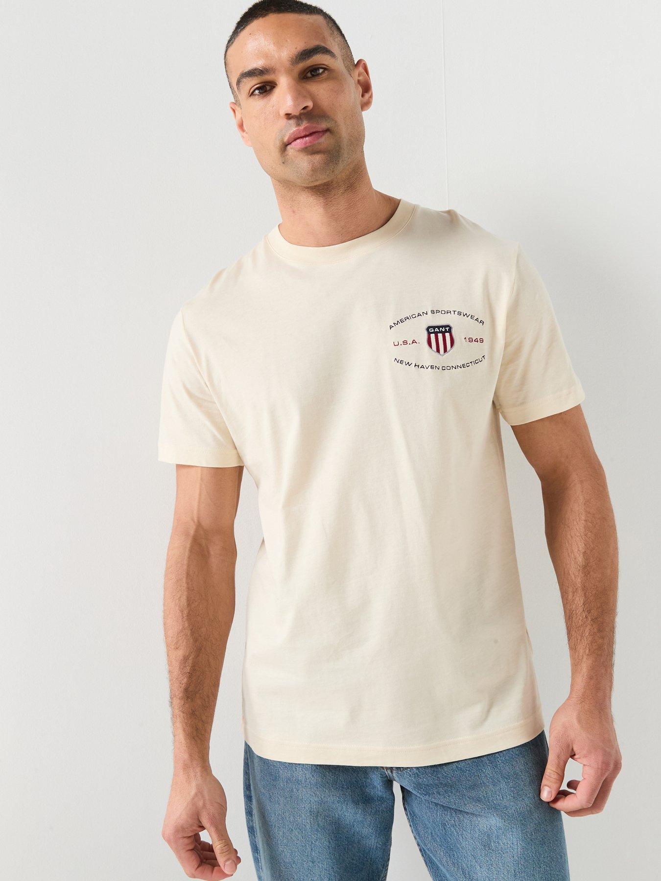 GANT Large Flag Left Chest Graphic T-Shirt - Off White