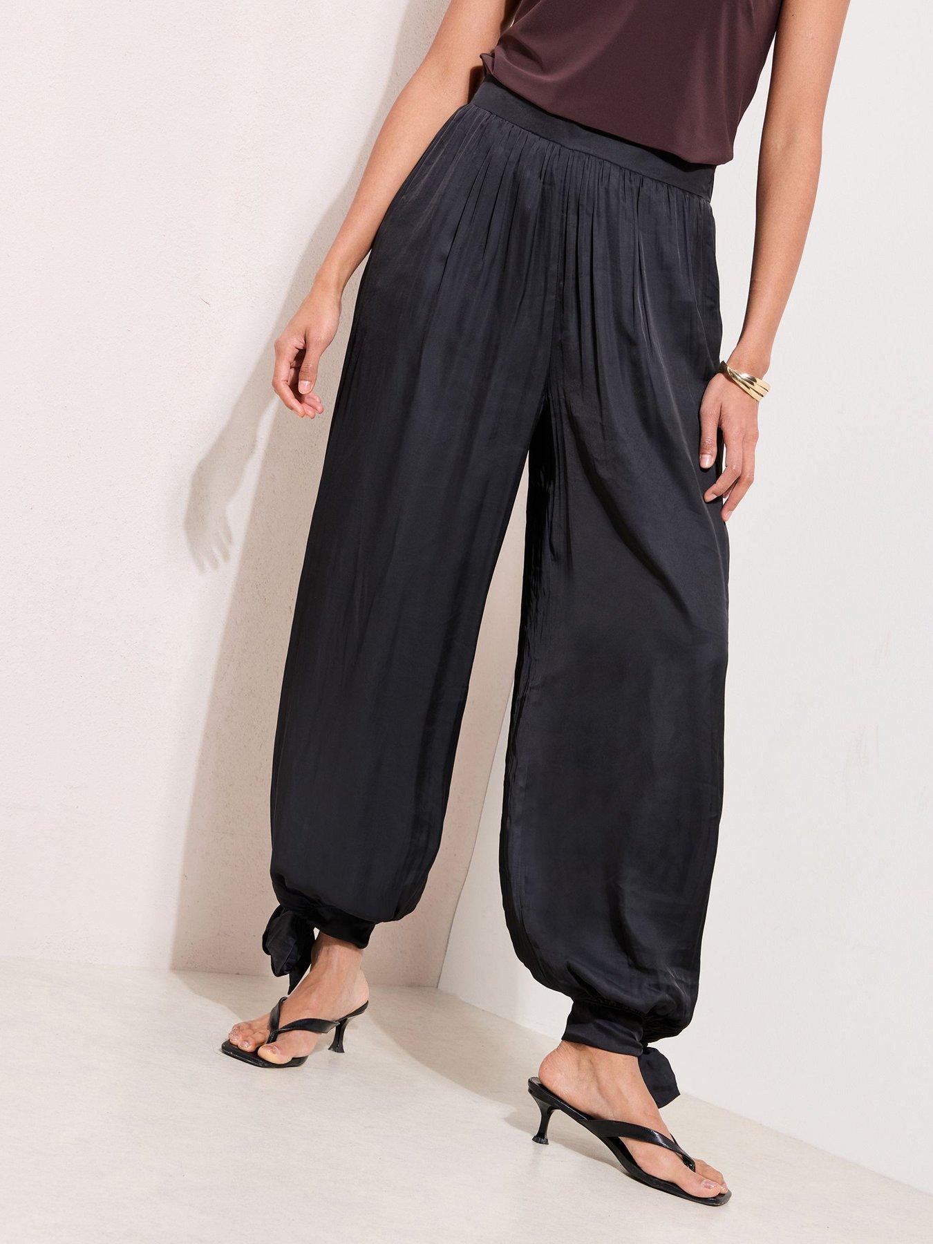 Image 1 of 4 of Friends Like These Satin Tie Side Balloon Trouser - Black