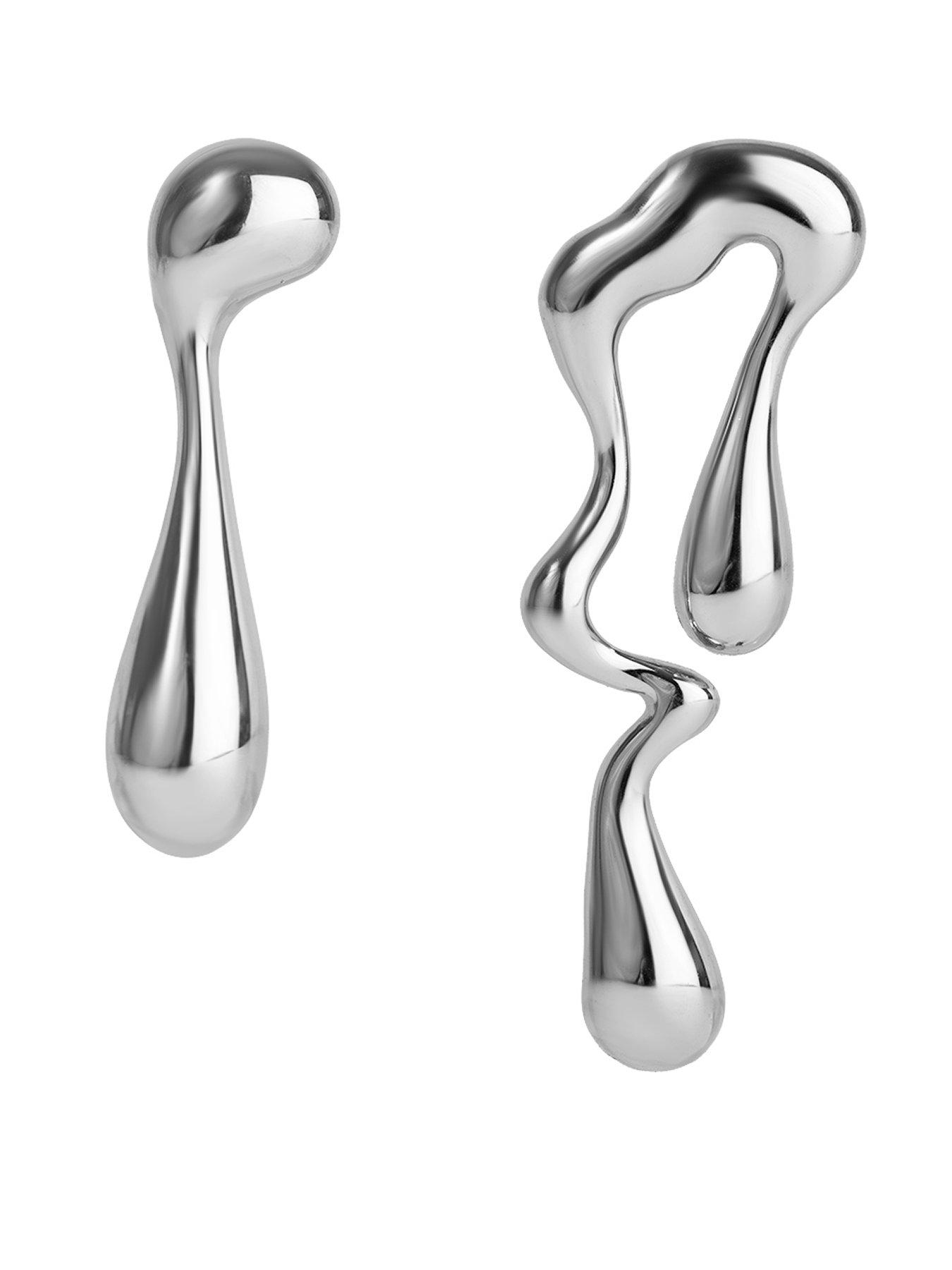 The Love Collection Waterproof Stainless Steel Molten Drop Earrings