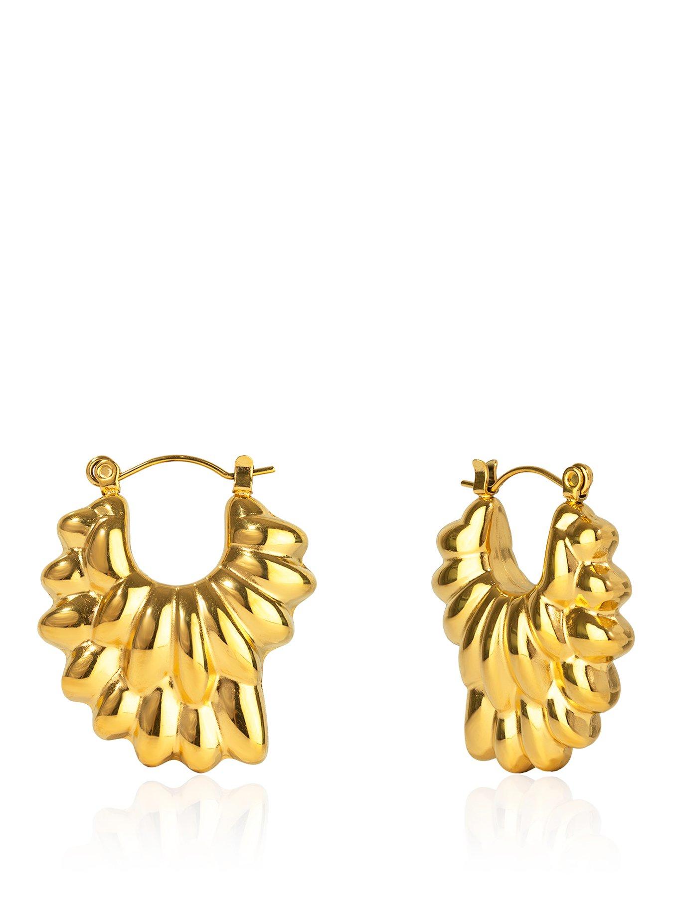 The Love Collection Gold Plated Stainless Steel Statement Creole Earrings