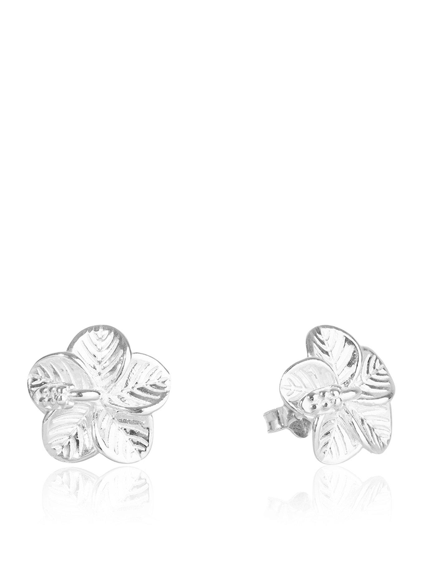 The Love Collection Sterling Silver hibiscus Flower studs