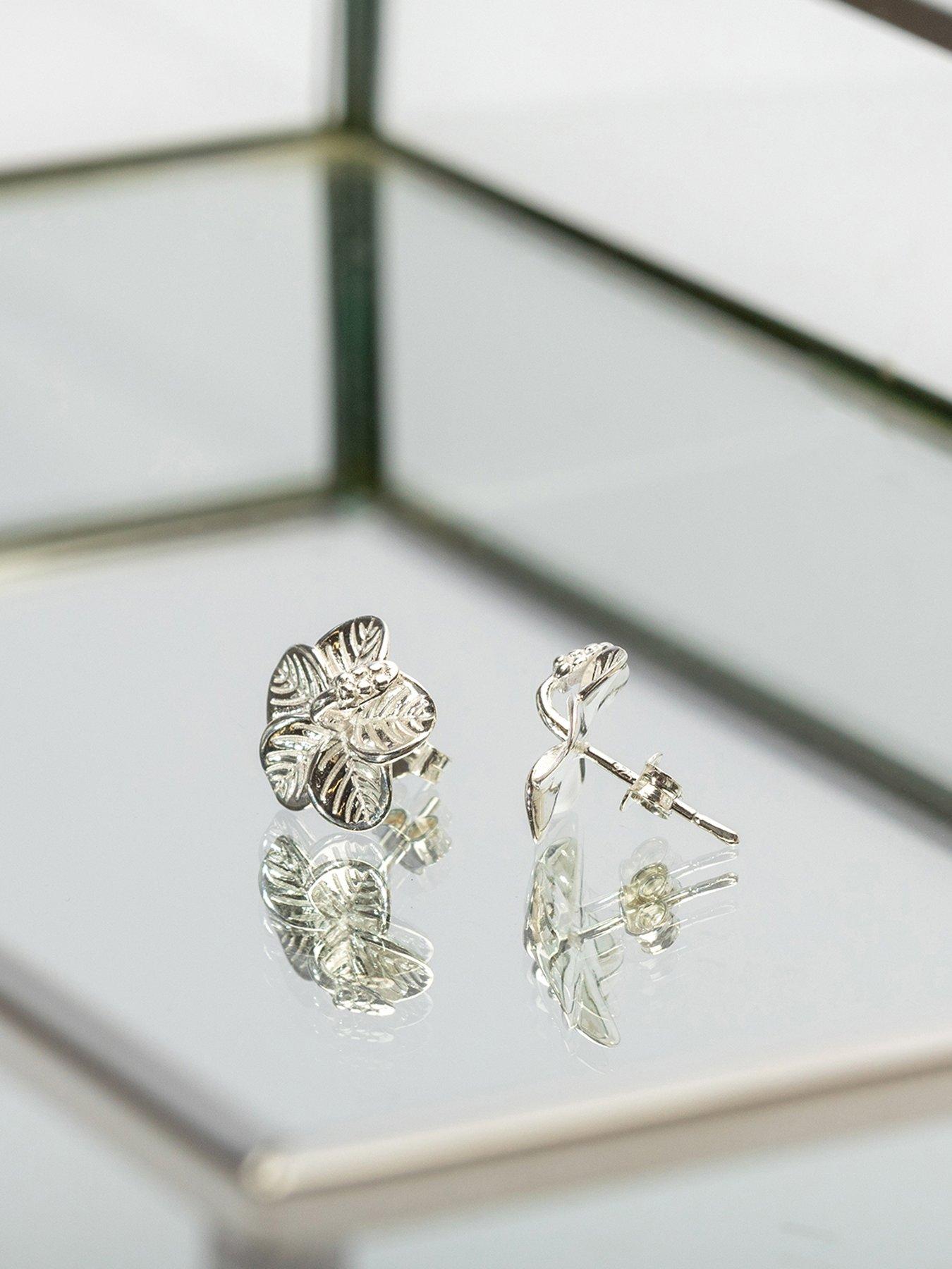 Image 4 of 5 of The Love Collection Sterling Silver hibiscus Flower studs