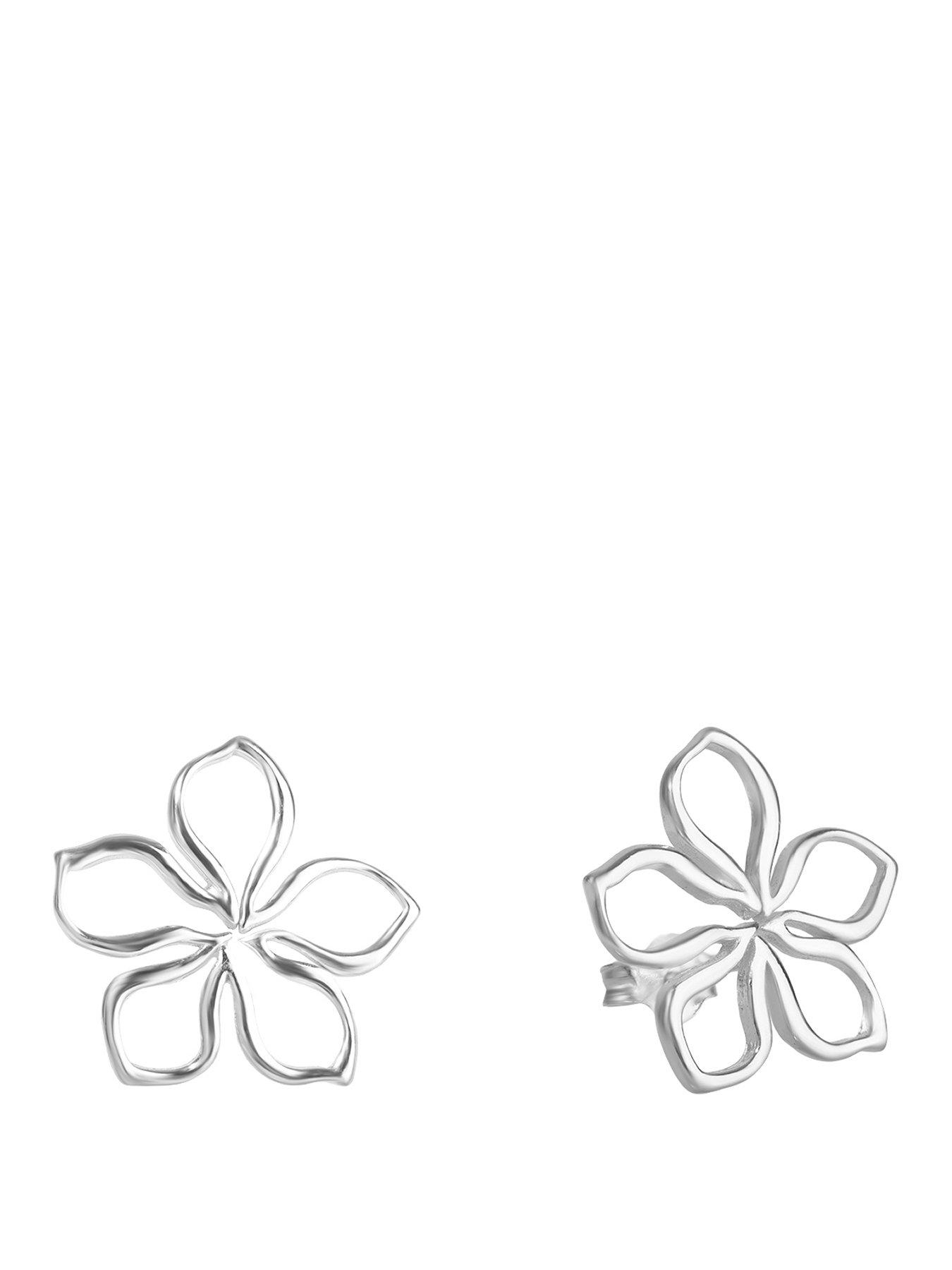 The Love Collection Sterling Silver Open Flower Studs