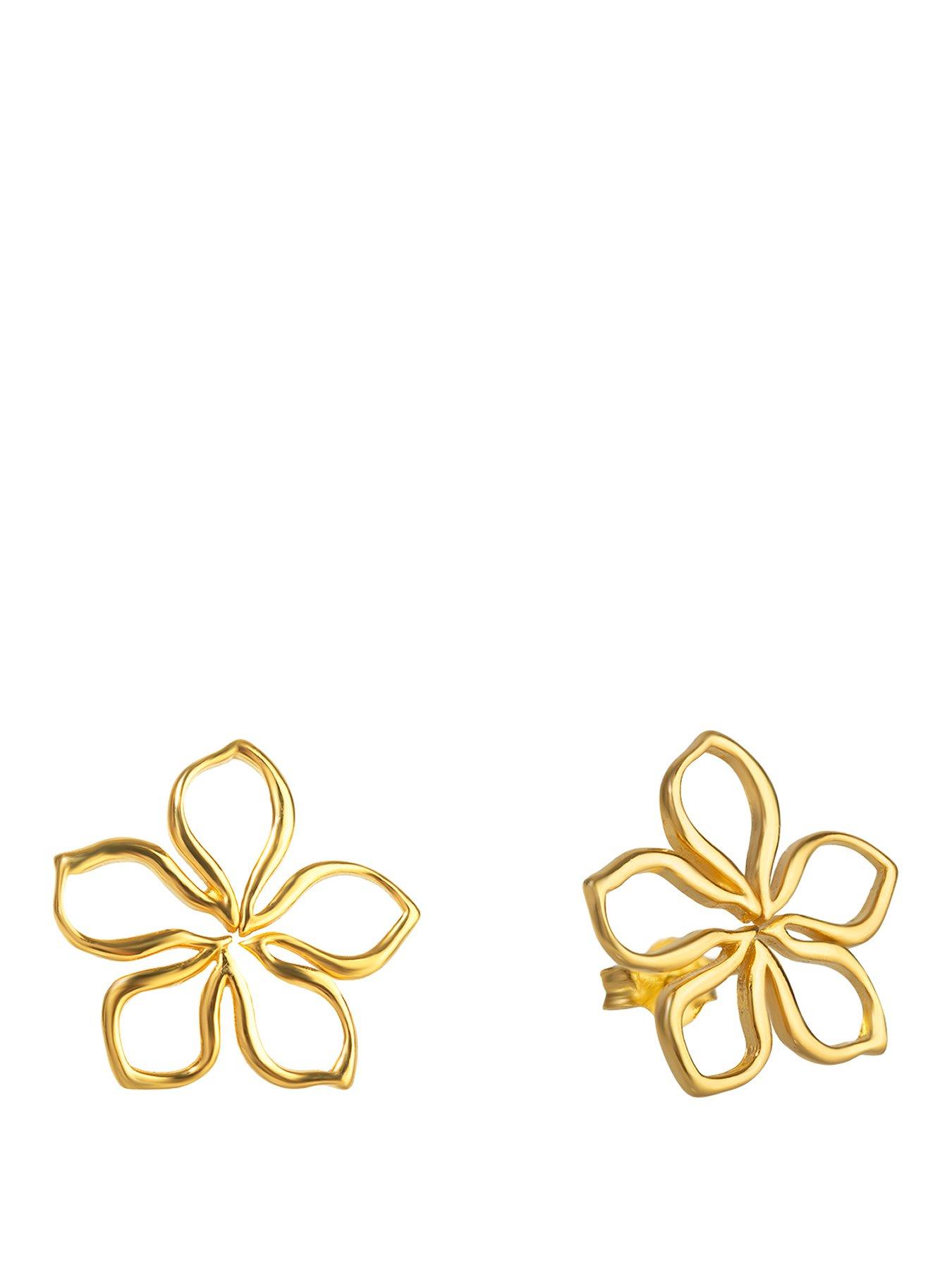 Image 1 of 5 of The Love Collection Gold Plated Sterling Silver Open Flower Studs