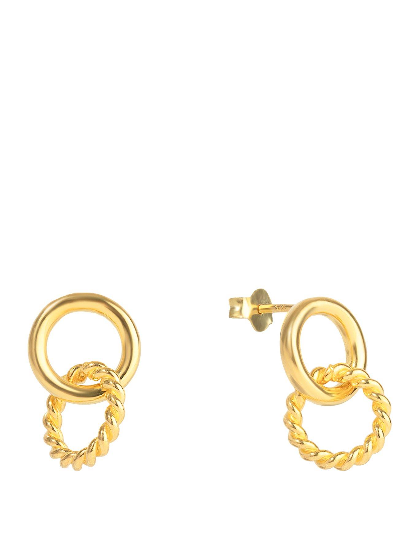 The Love Collection Gold Plated Sterling Silver Braided Door Knocker Hoop Droppers