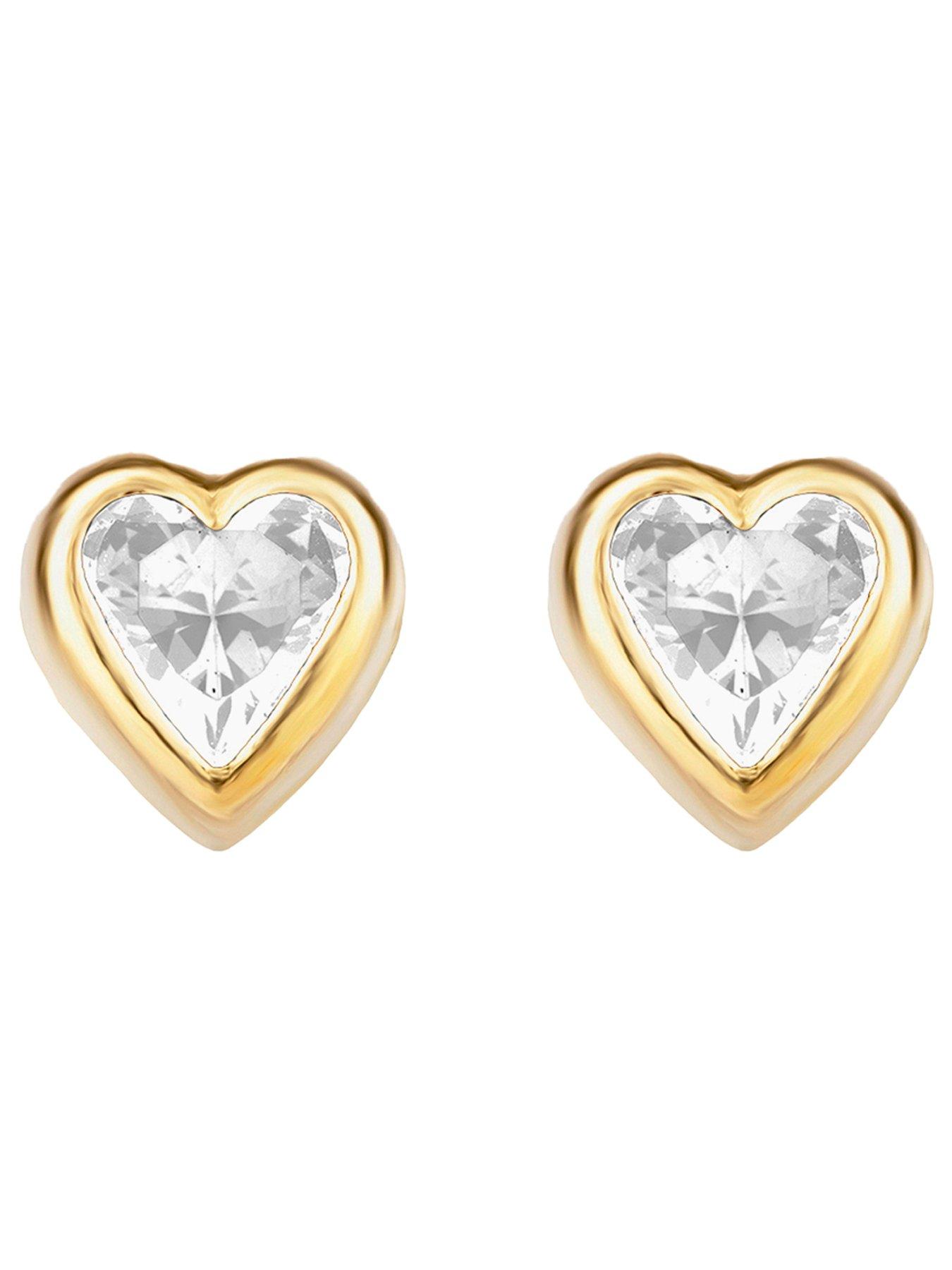 Image 3 of 5 of The Love Collection 9ct Yellow Gold Rubover Heart Studs
