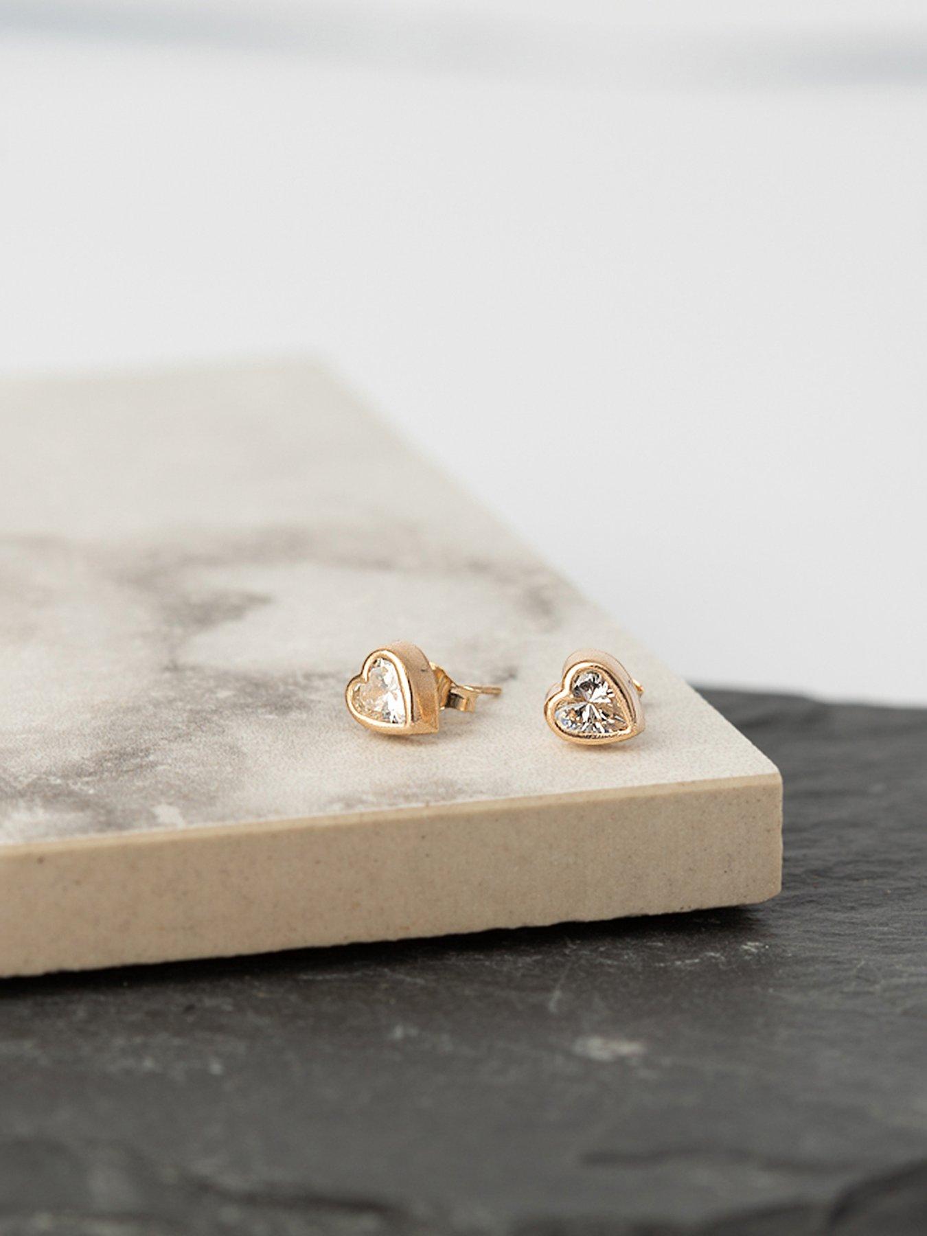 Image 4 of 5 of The Love Collection 9ct Yellow Gold Rubover Heart Studs